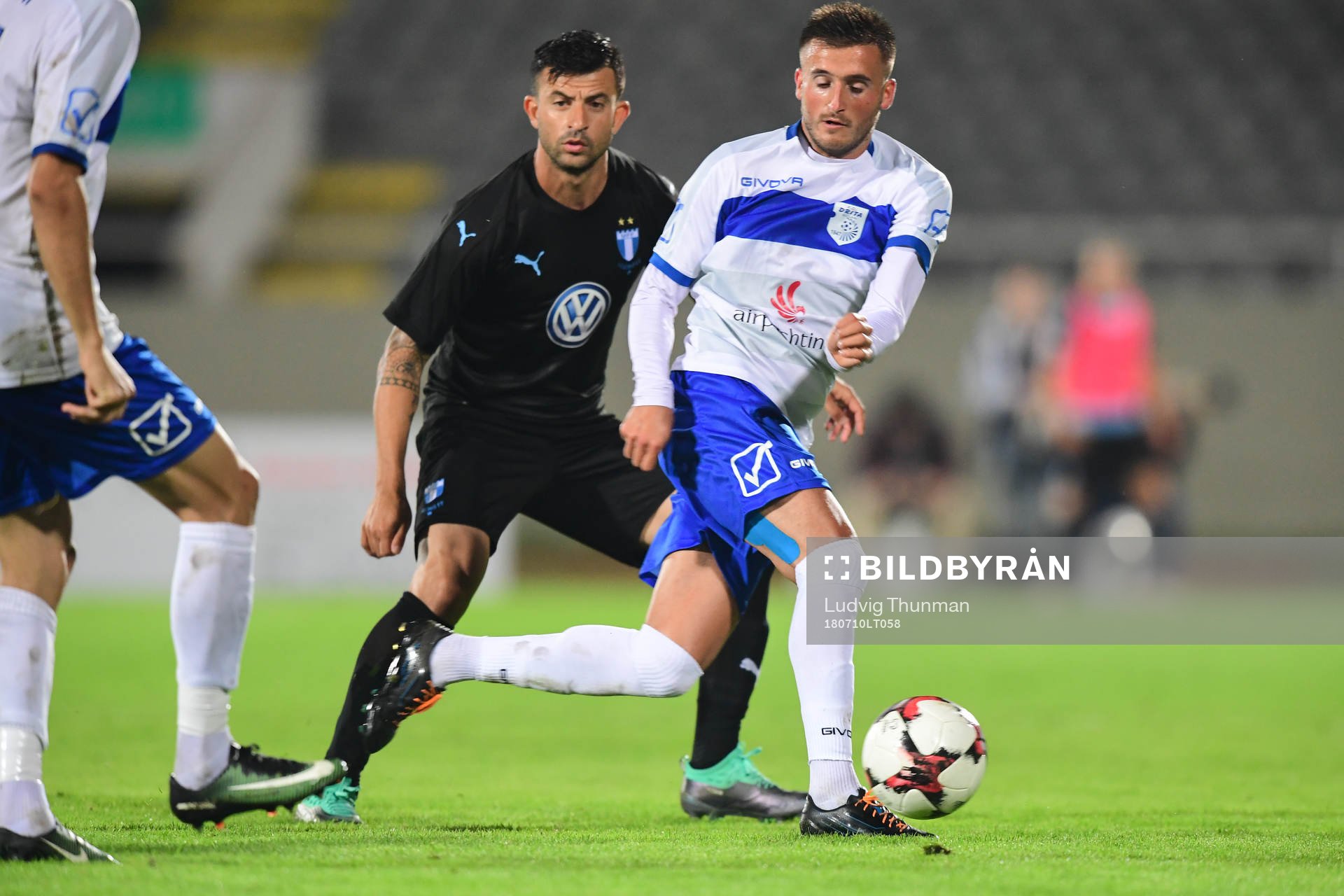 Behrang Safari of Malmö FF and Endrit Krasniqi of Drita