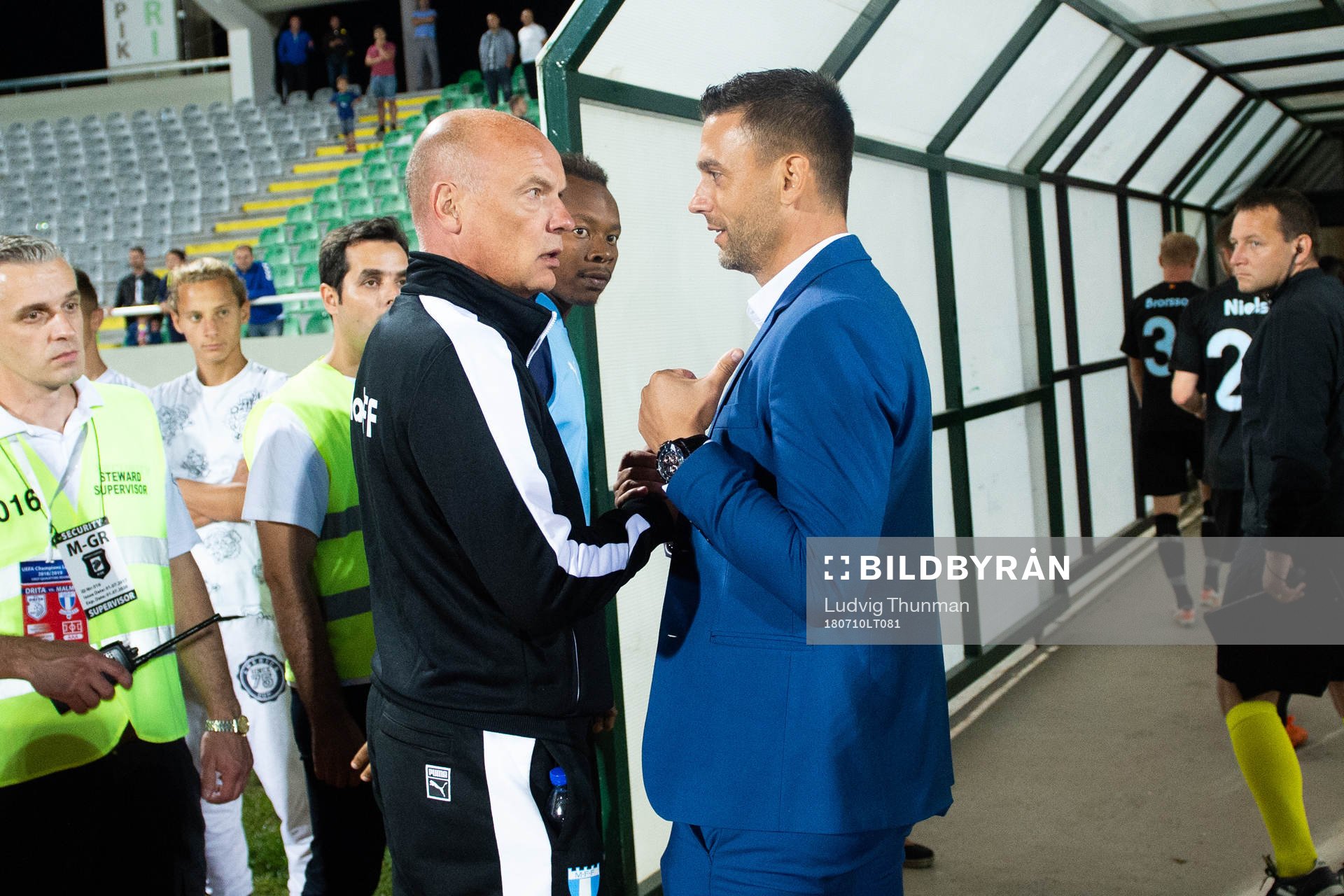 Head coach Uwe Rösler of Malmö FF and head coach Bekim