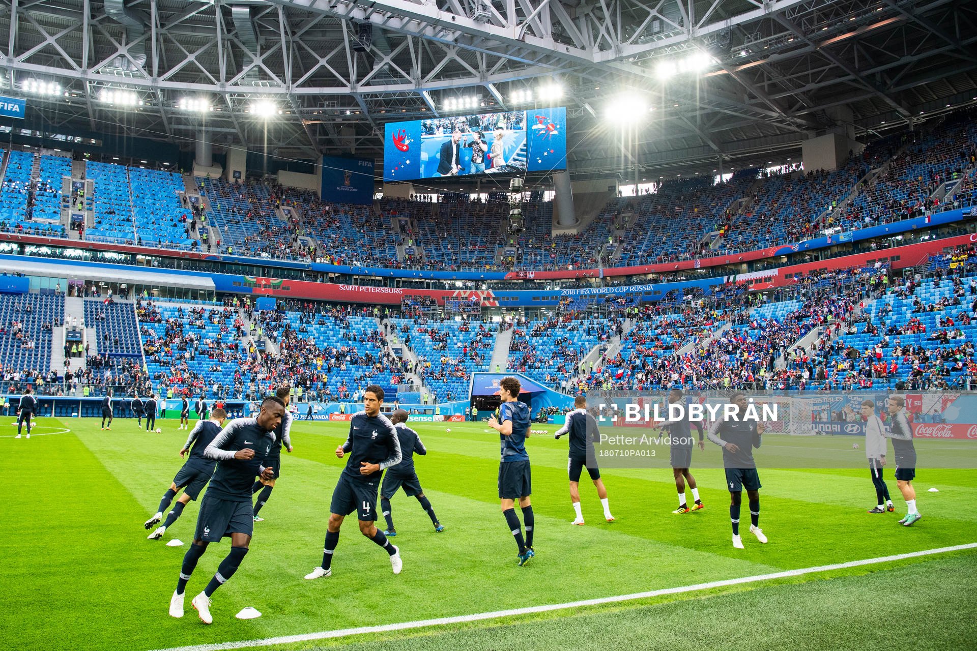 Players of of France prior to the FIFA World Cup semi final