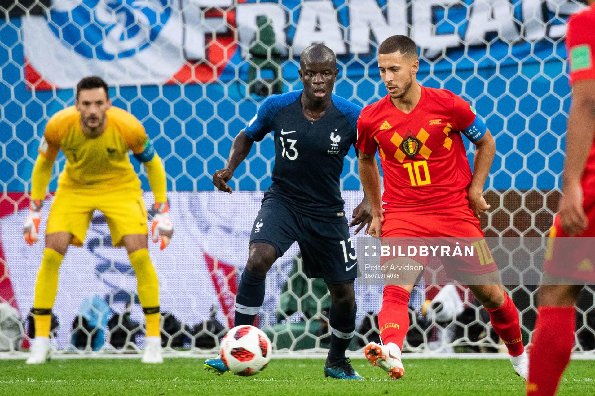 Ngolo Kante of France and Eden Hazard of Belgium