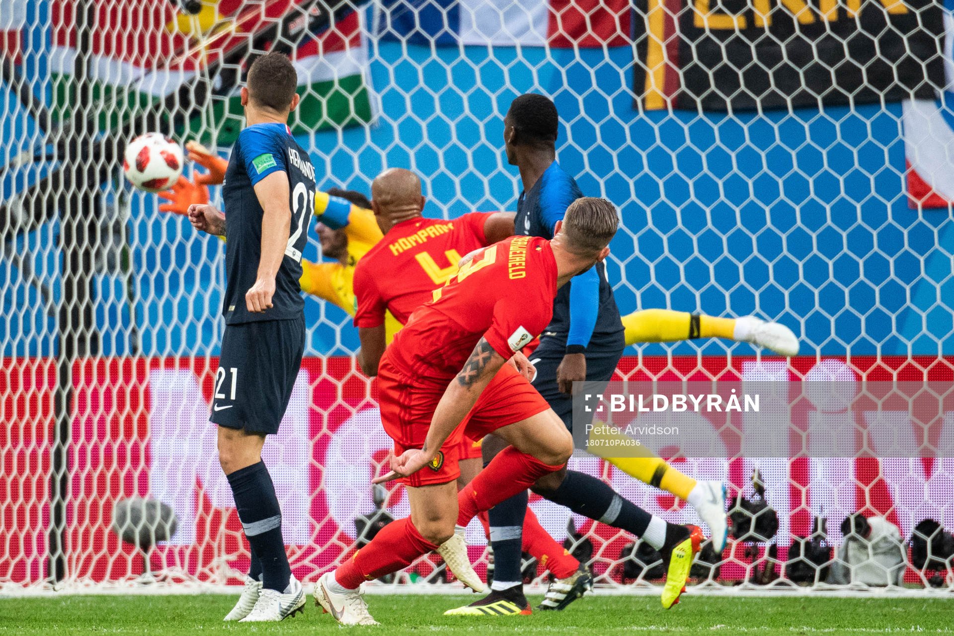 Lucas Hernandez of France sees goalkeeper Hugo Lloris save