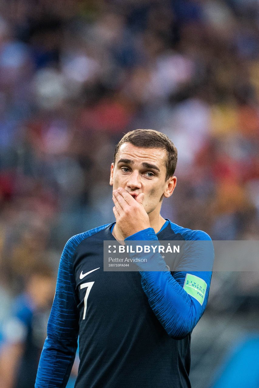 Antoine Griezmann of France looks dejected