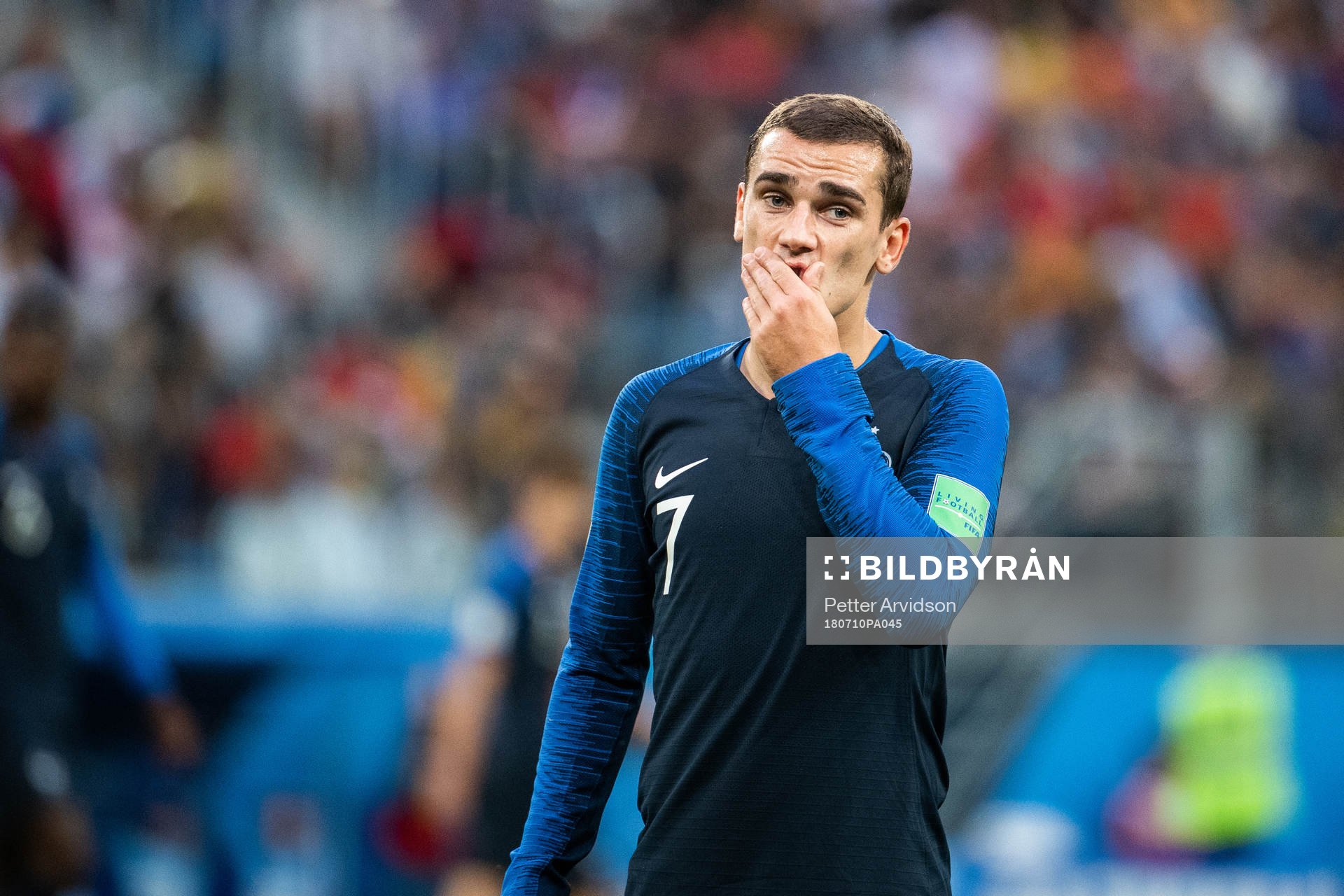 Antoine Griezmann of France looks dejected