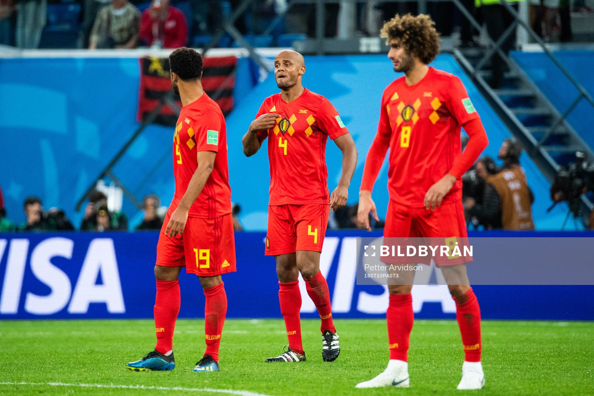 Moussa Dembele, Vincent Kompany and Marouane Fellaini of