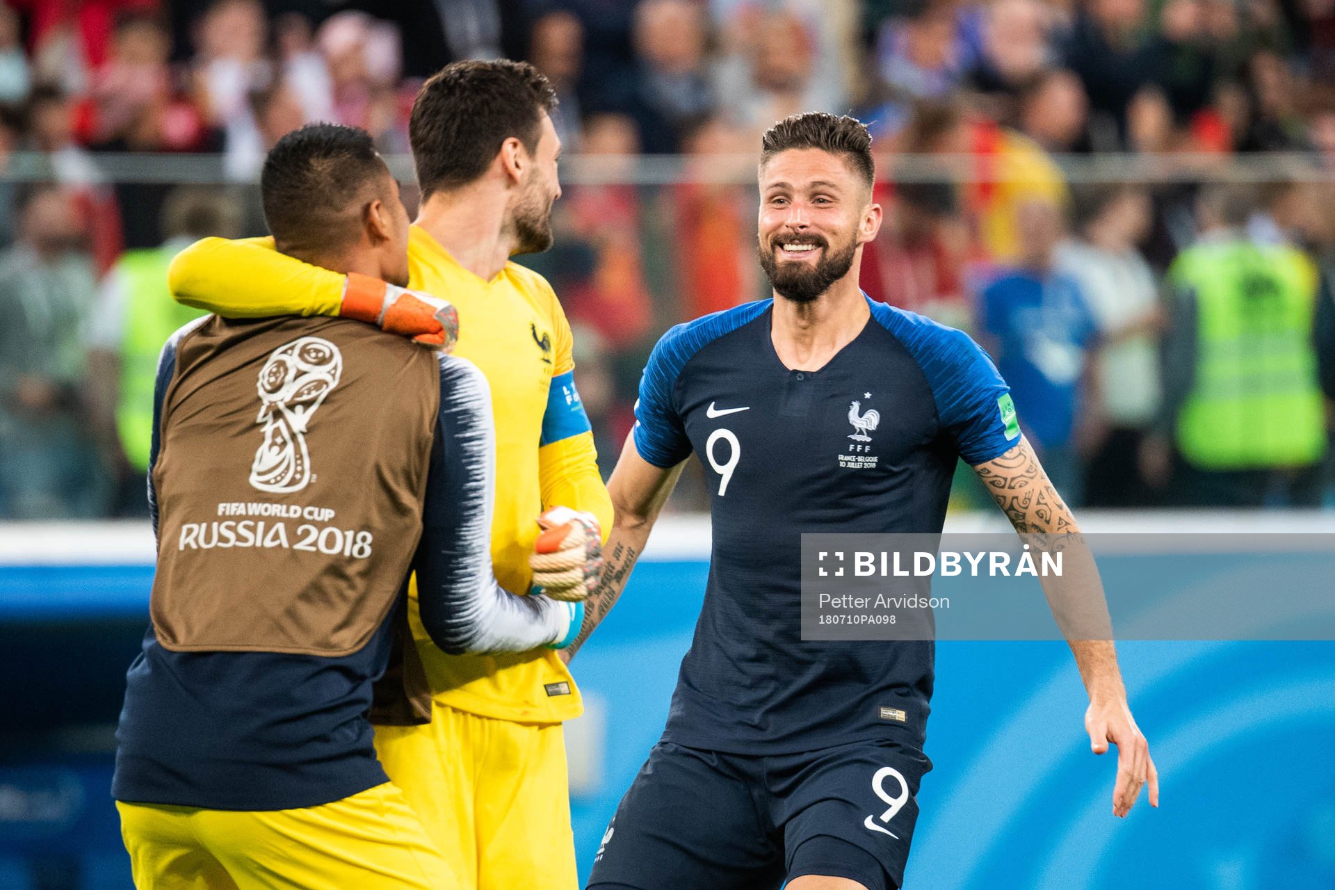 goalkeeper Hugo Lloris and Olivier Giroud of France