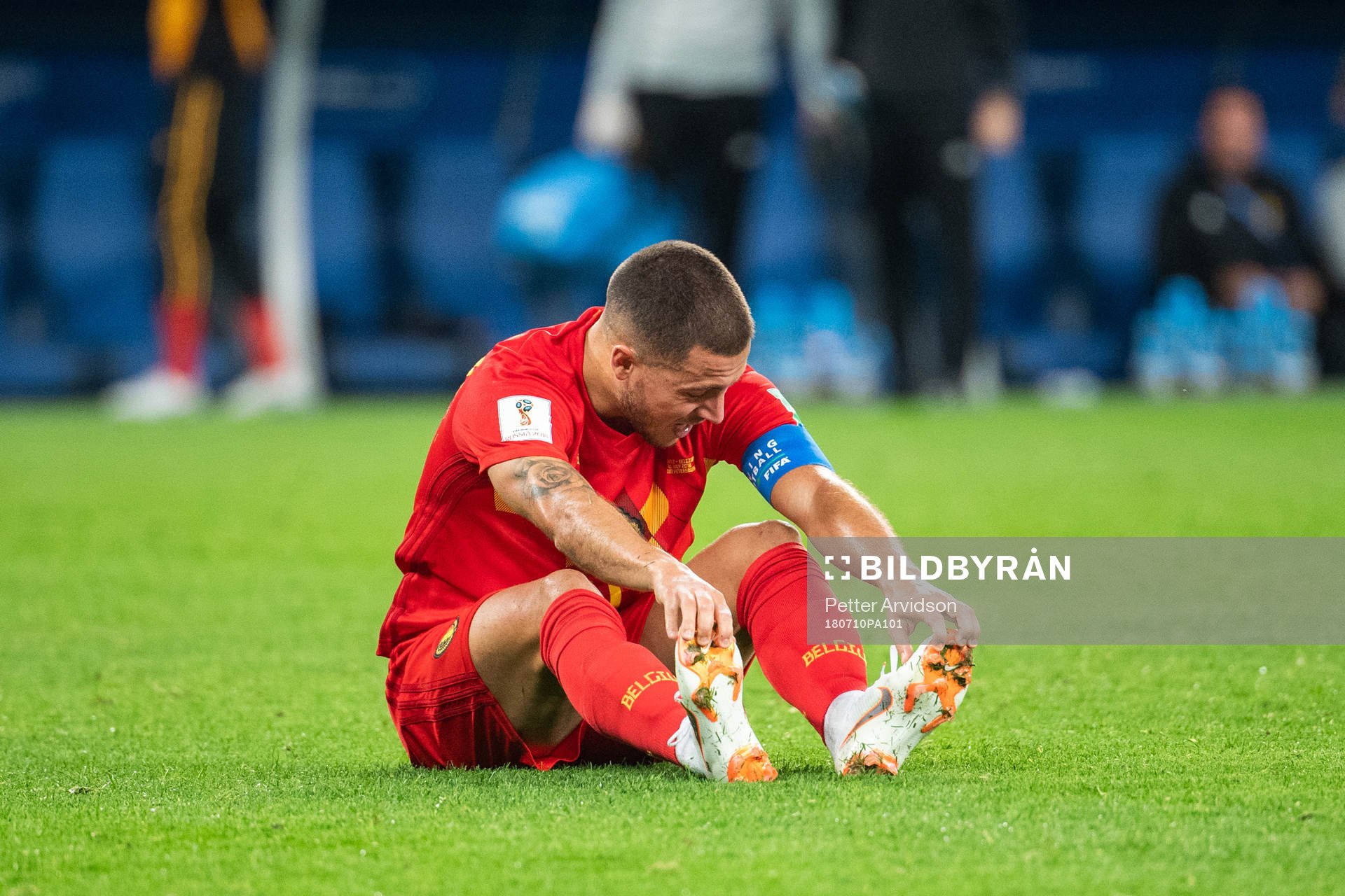 Eden Hazard of Belgium looks dejected