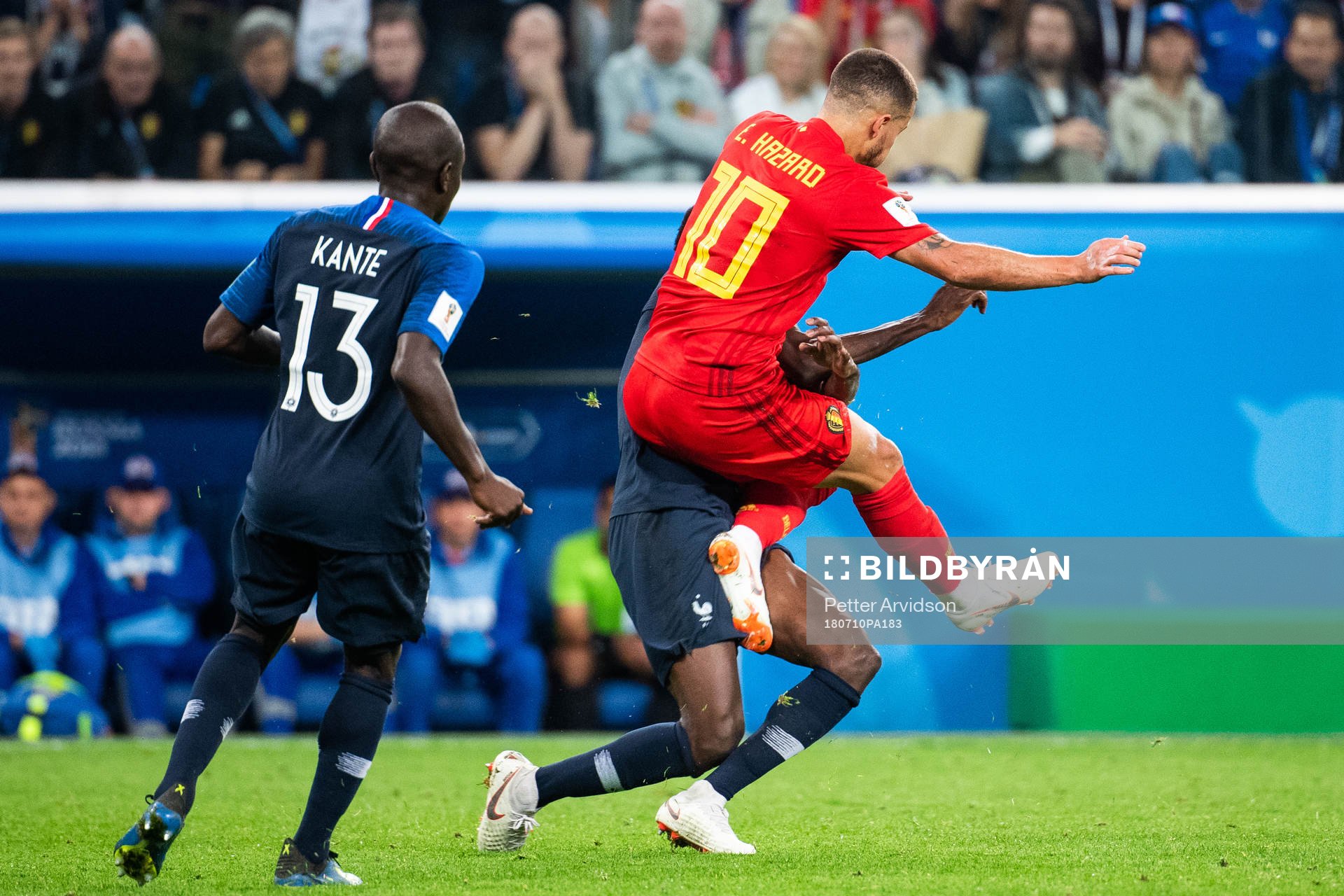 Blaise Matuidi of France and Eden Hazard of Belgium in a