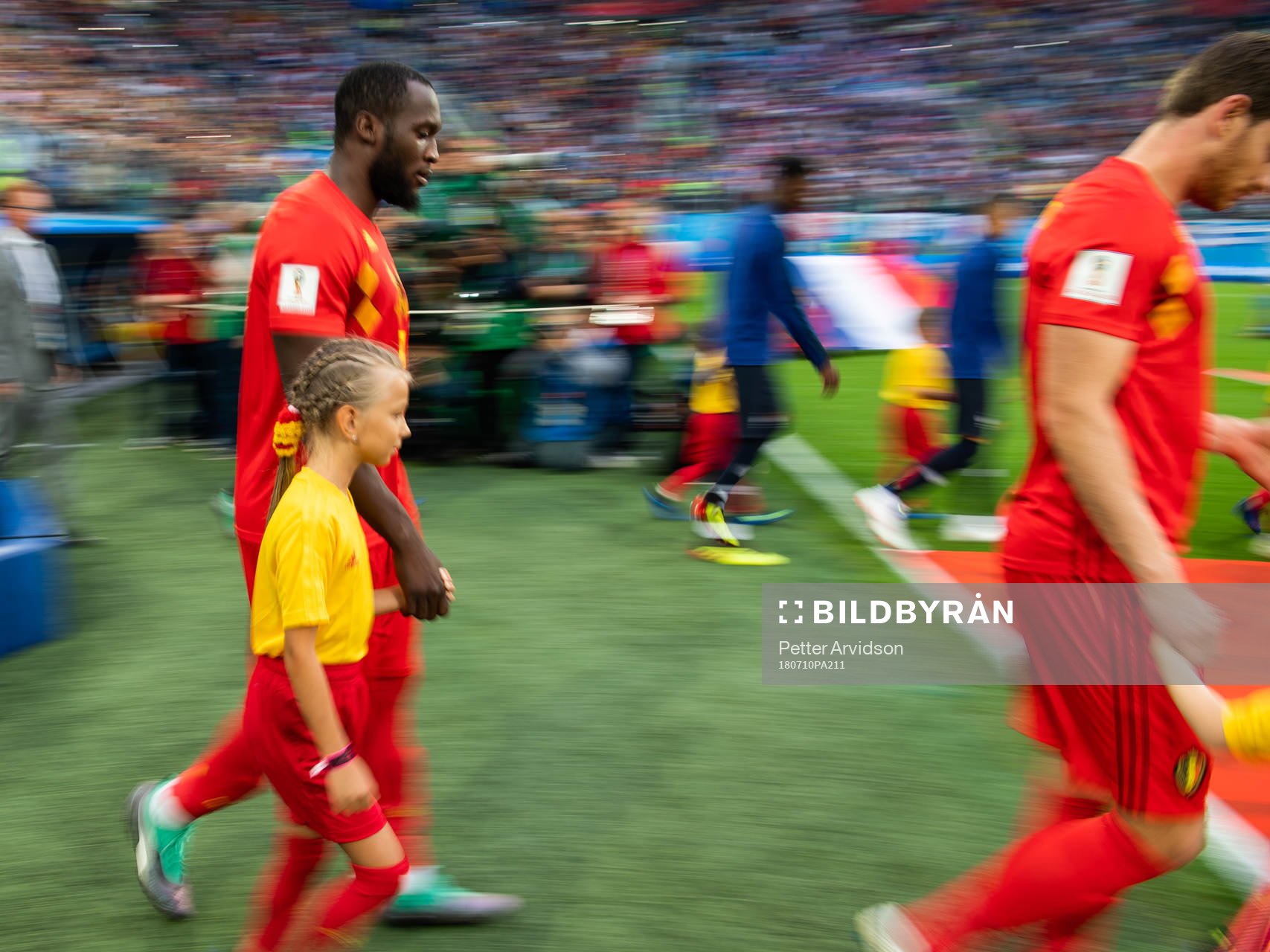 Romelu Lukaku of Belgium enters the pitch prior to the FIFA