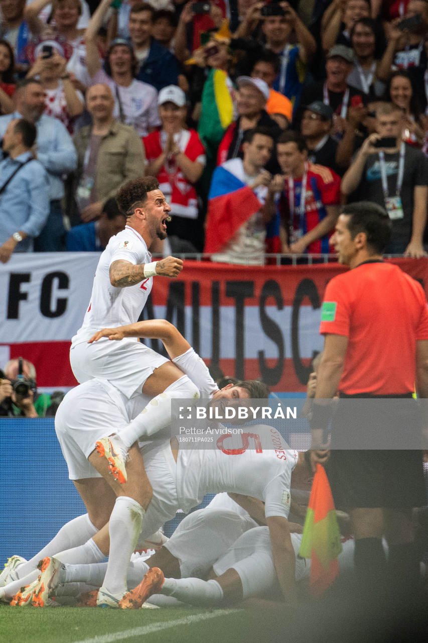 Kieran Trippier of England celebrates with team mates