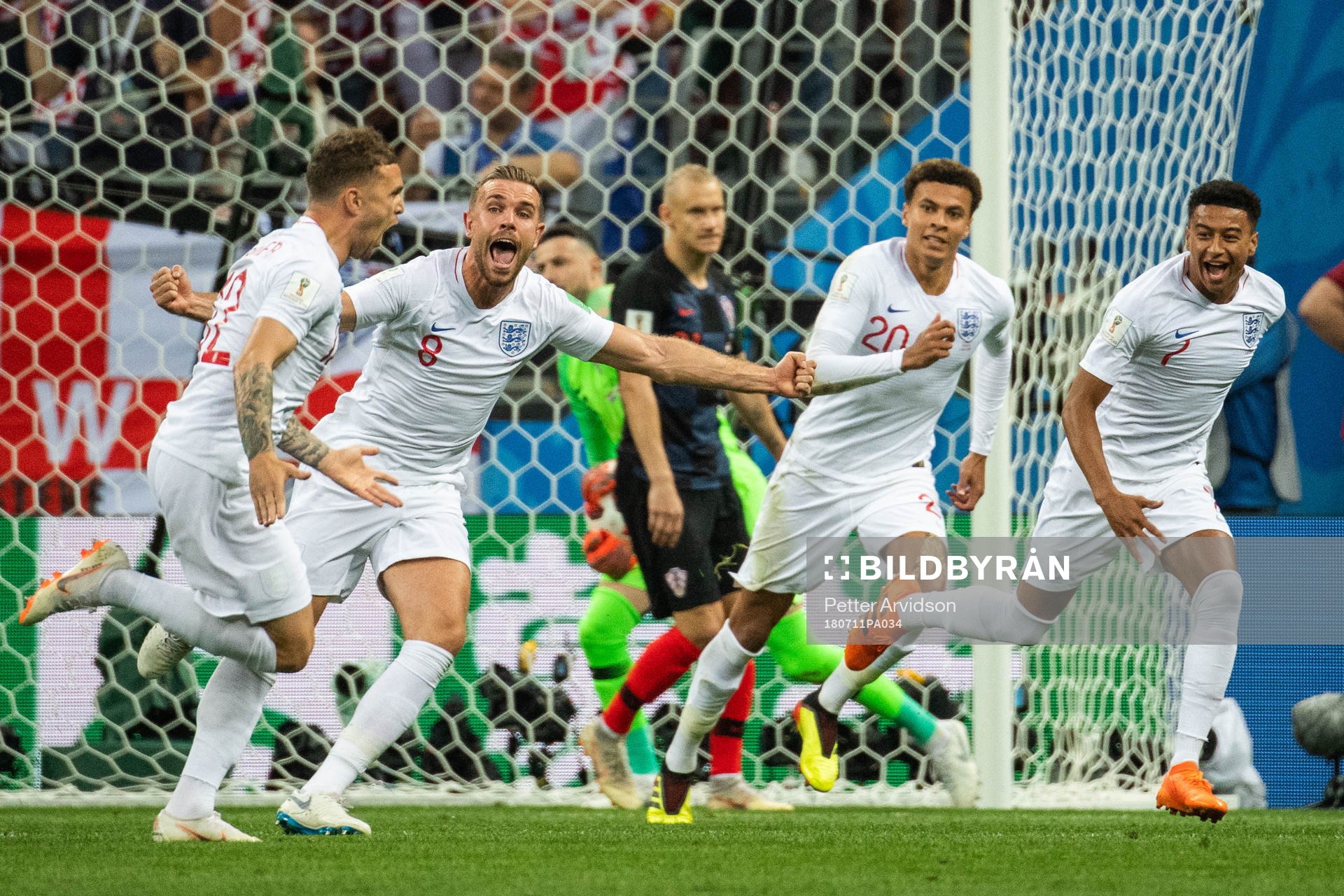 Kieran Trippier of England celebrate with team mates