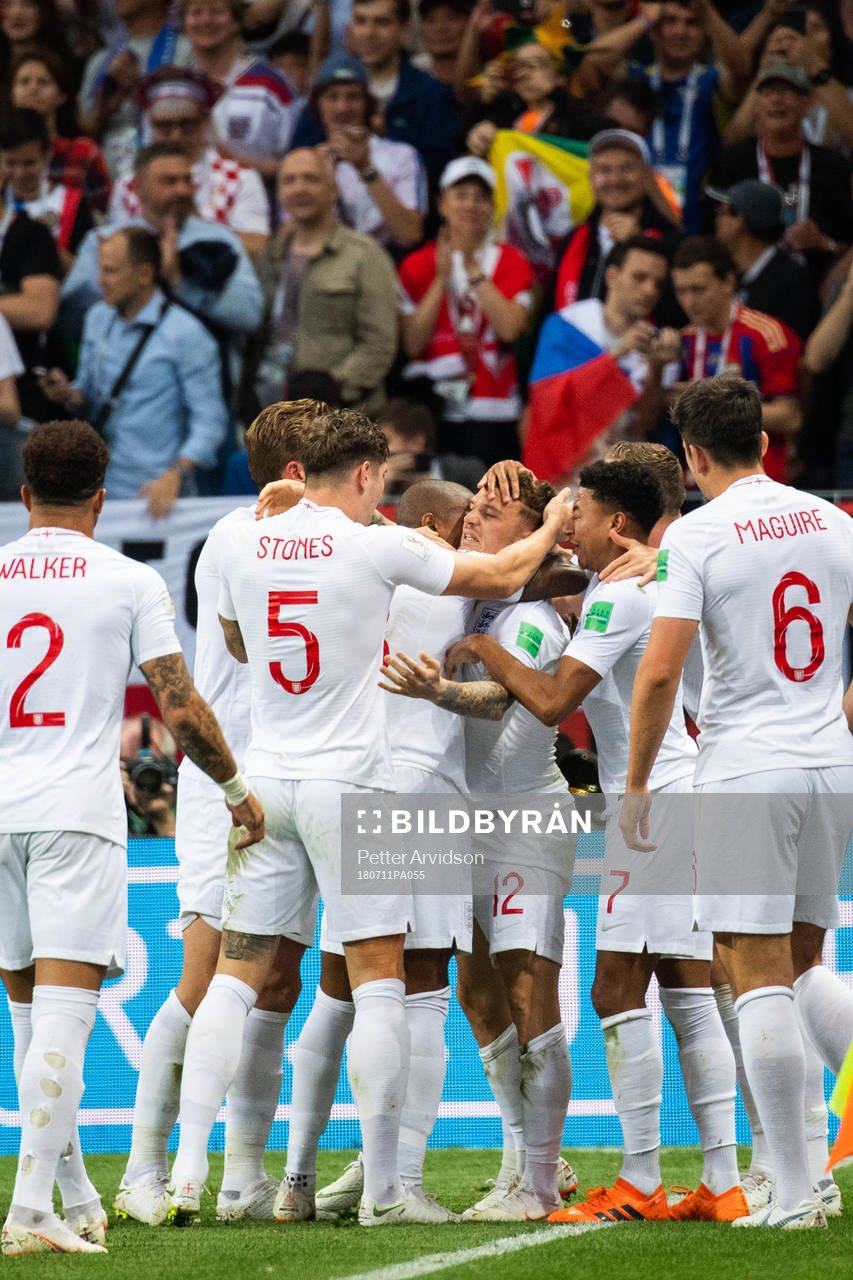Kieran Trippier of England celebrates with team mates