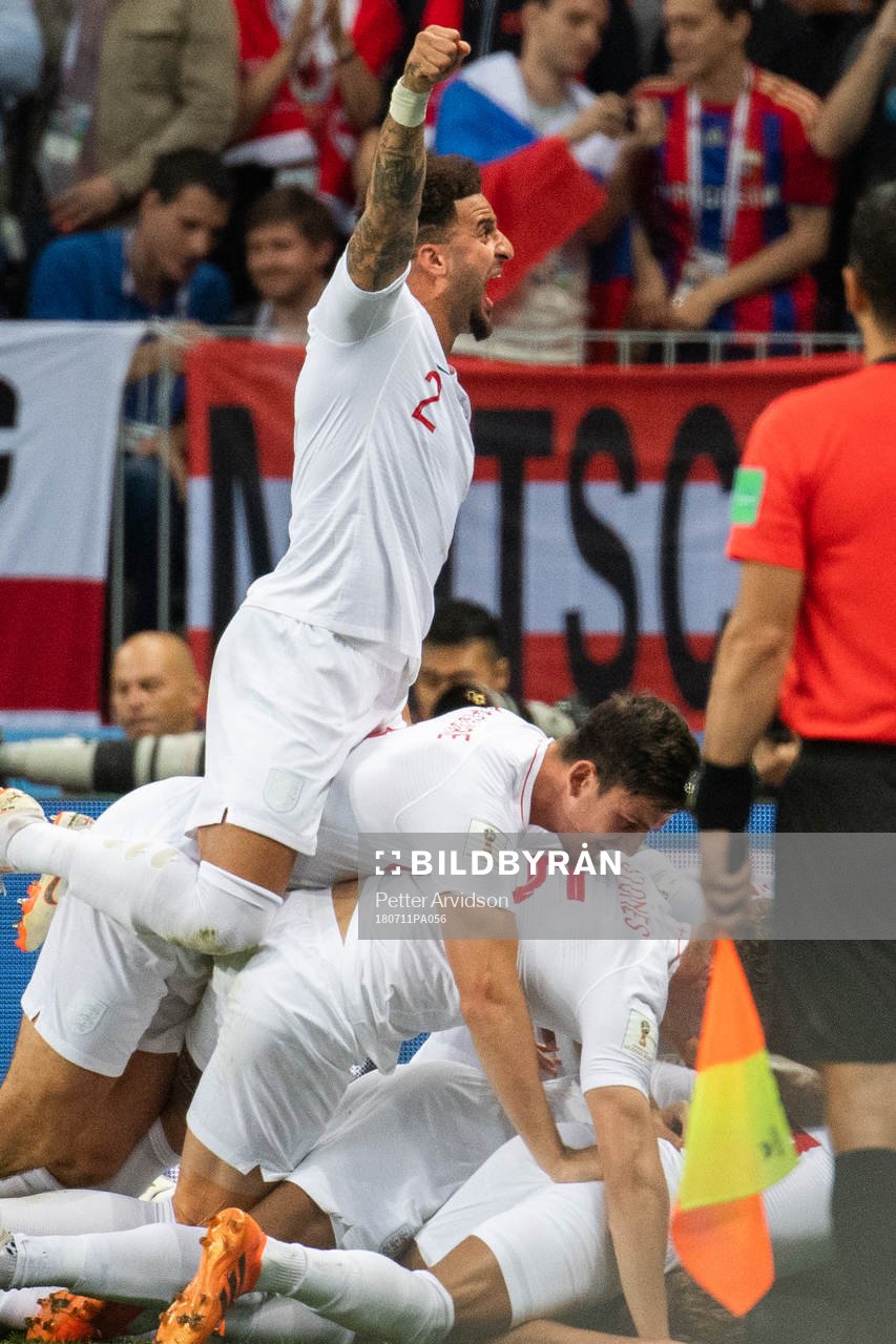 Kieran Trippier of England celebrates with team mates