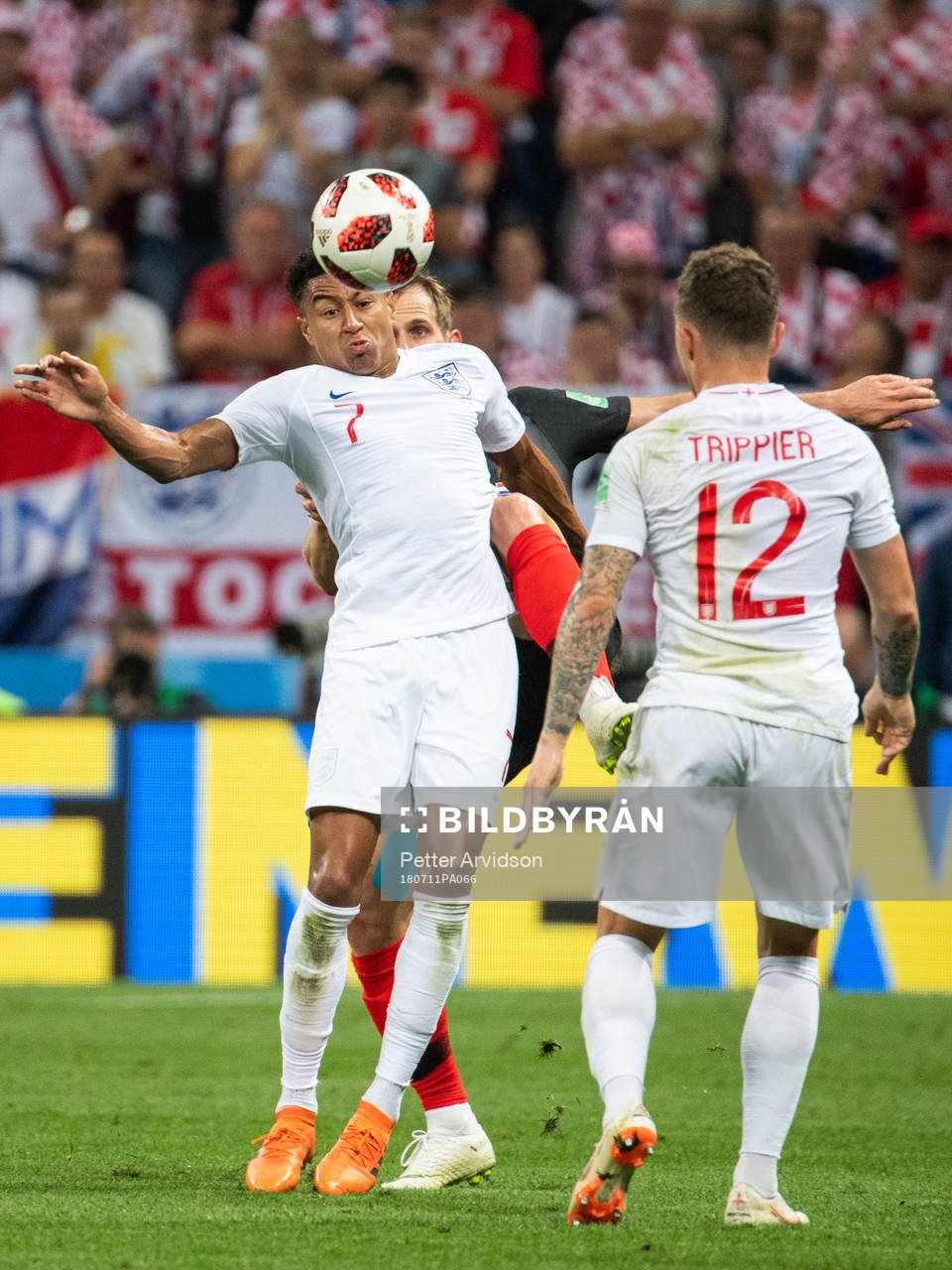Jesse Lingard of England and Ivan Strinic of Croatia