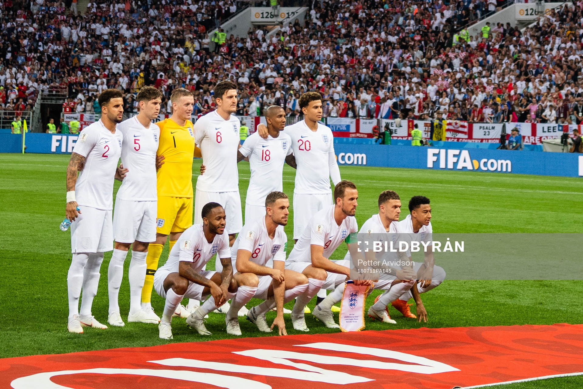 Starting eleven of England Kyle Walker, John Stones,