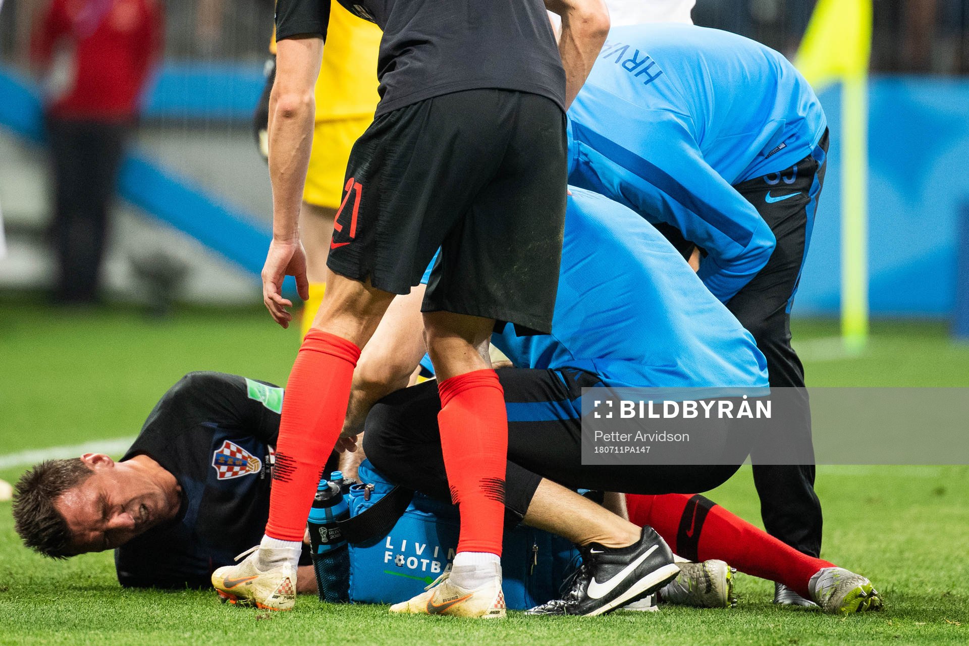 Mario Mandzukic lies down and is getting mediacal attention