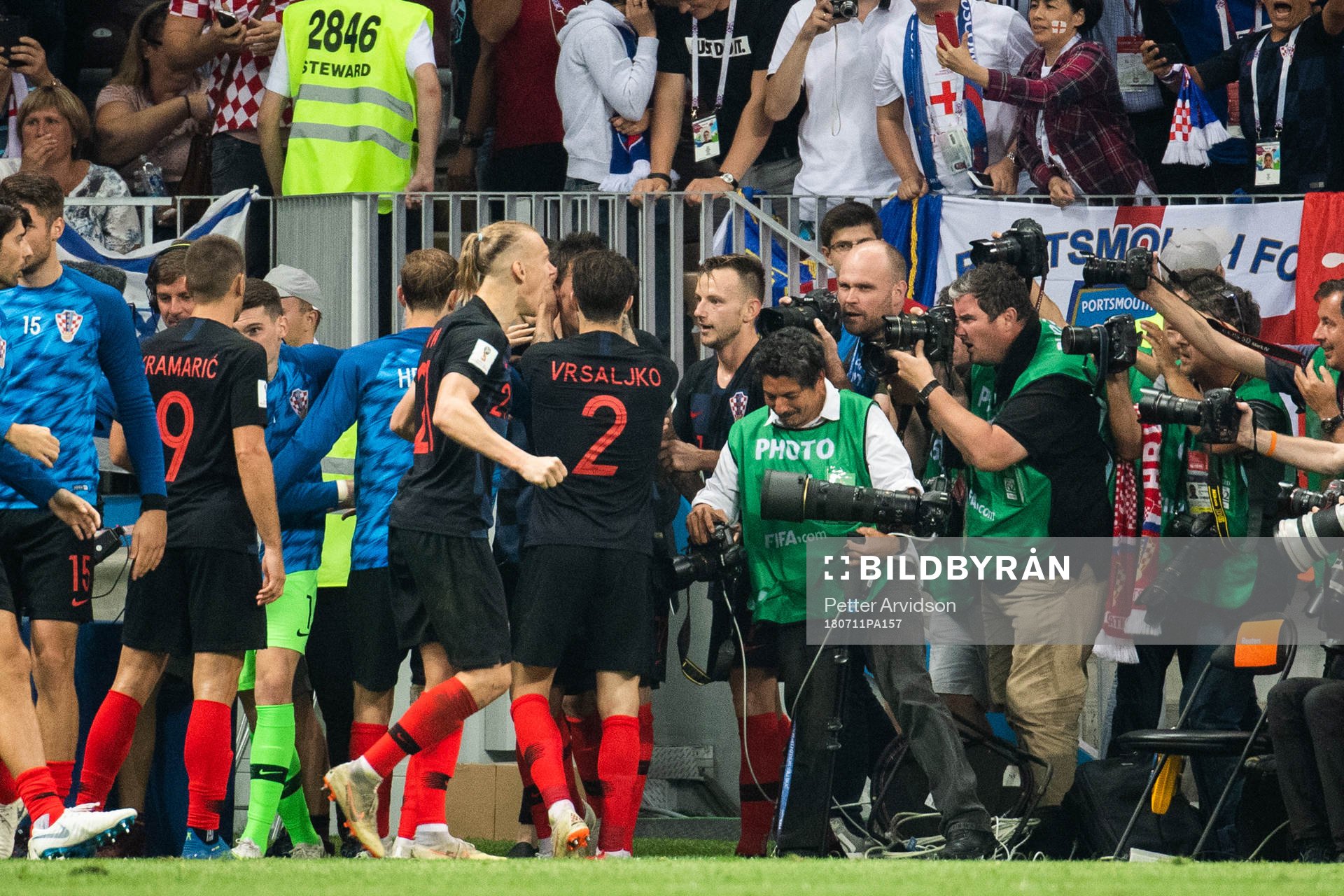 Mario Mandzukic of Croatia celebrate with team mates