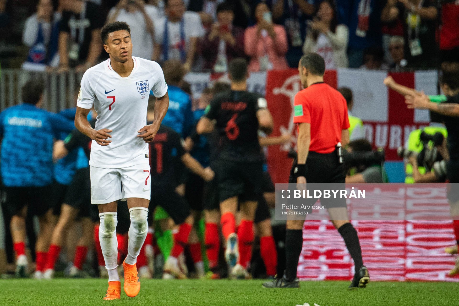 Jesse Lingard of England looks dejected