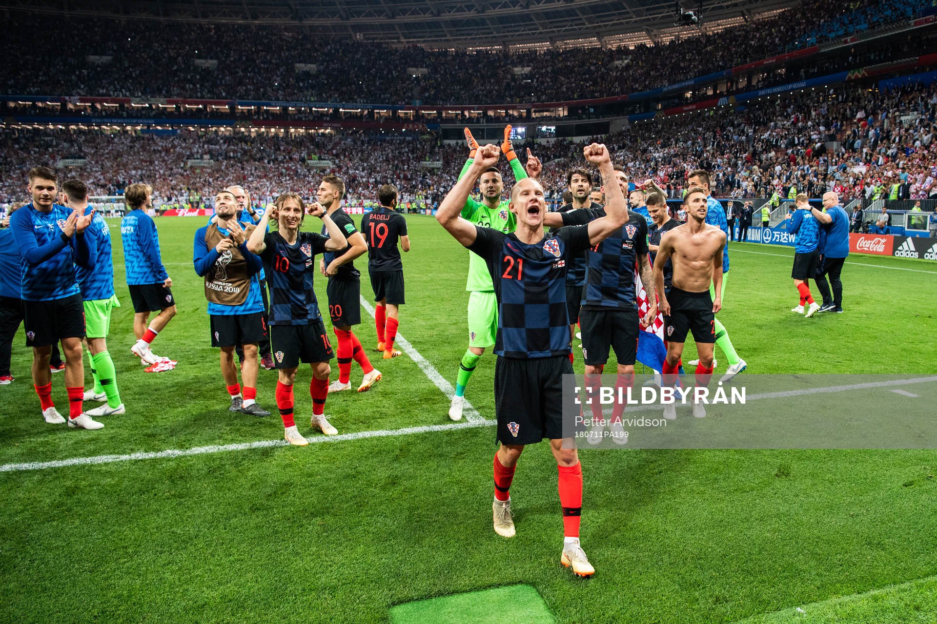 Domagoj Vida of Croatia celebrate