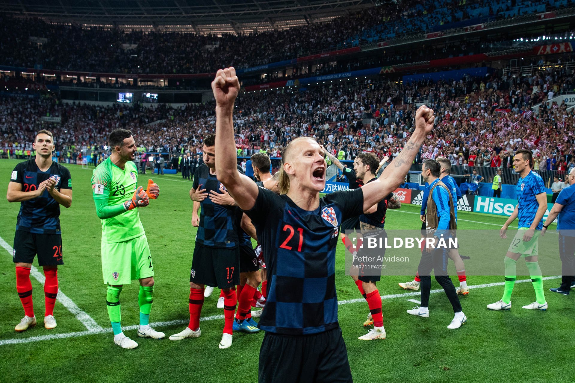 Domagoj Vida of Croatia celebrate