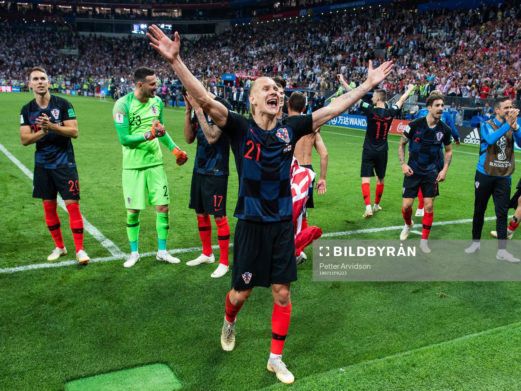 Domagoj Vida of Croatia celebrate