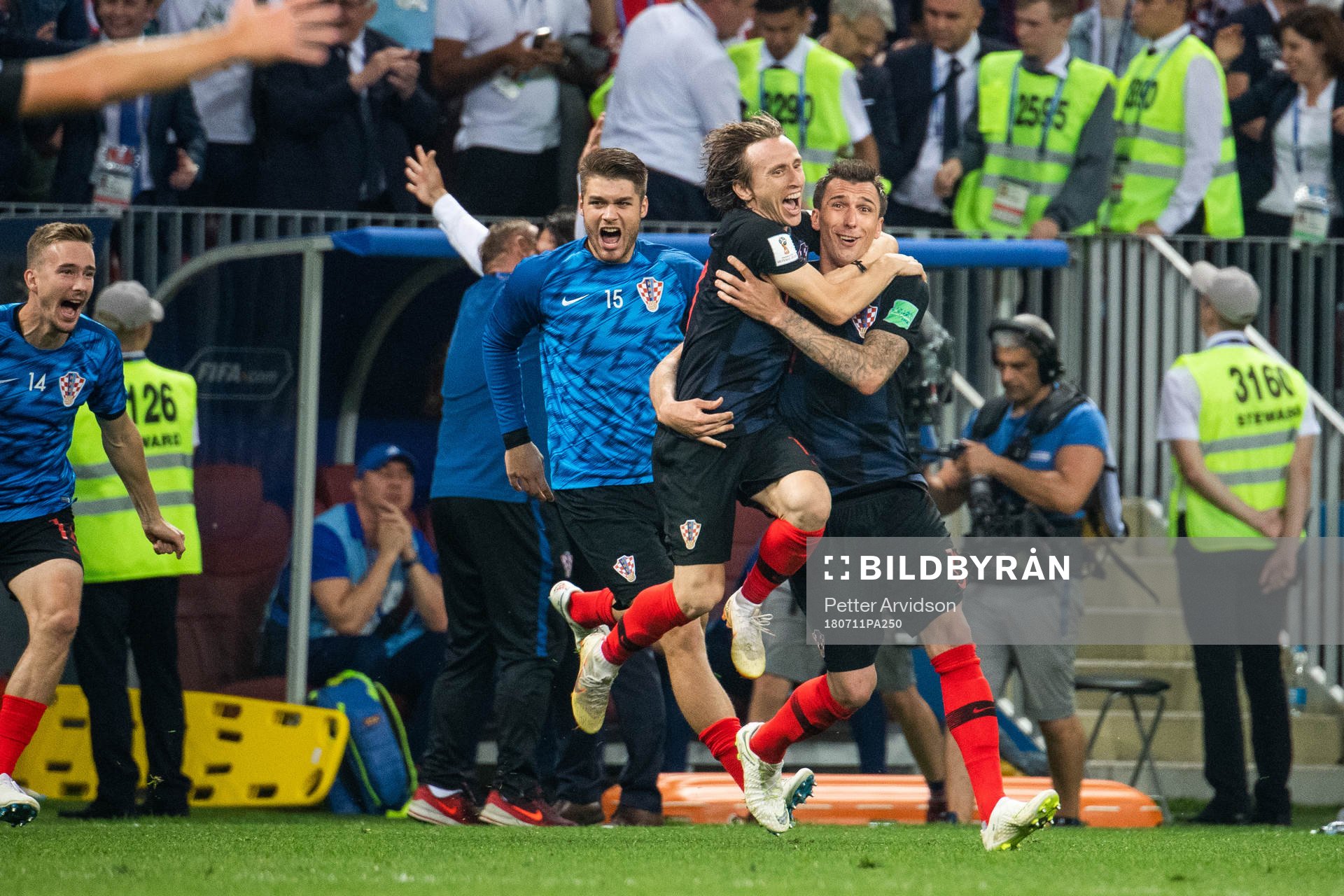 Luka Modric and Mario Mandzukic of Croatia celebrate