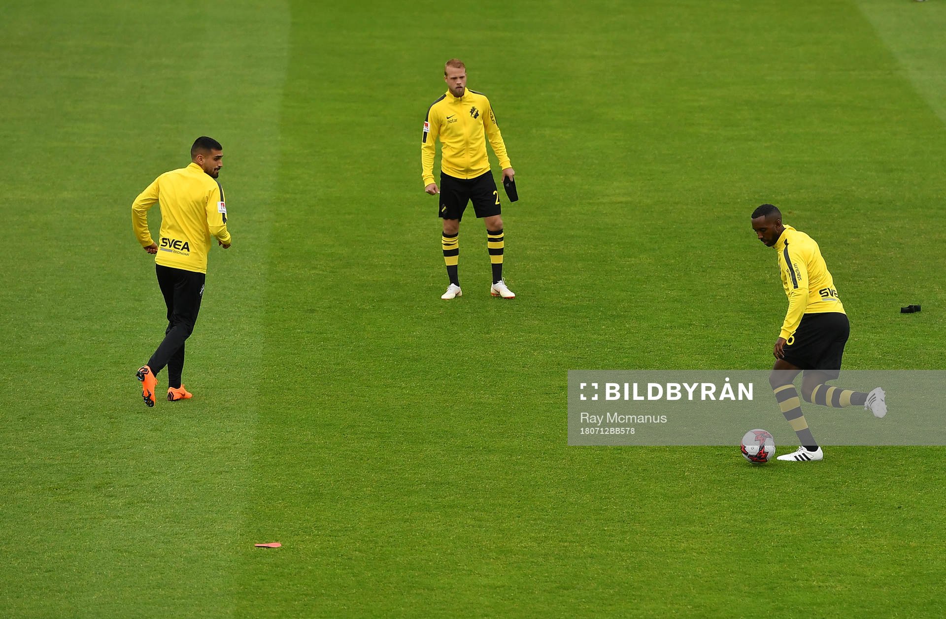 AIK players warm-up prior to the UEFA Europa League 1st