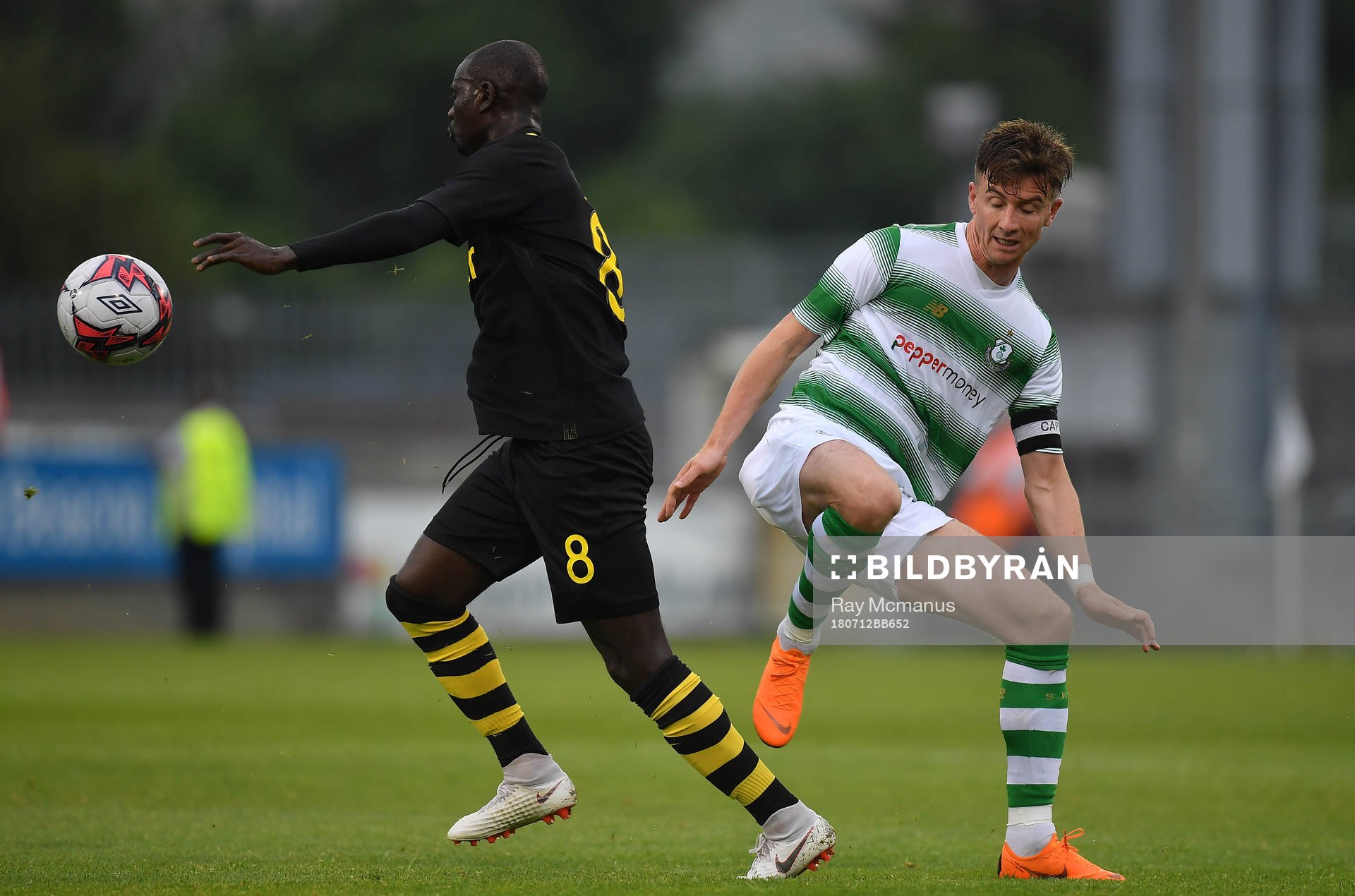 Ronan Finn of Shamrock Rovers in action against Enoch Kofi