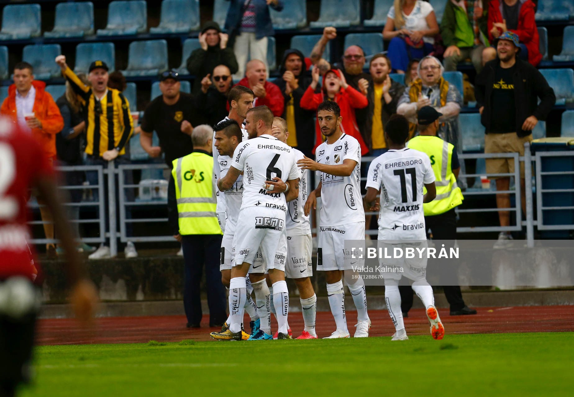 Players of Häckens celebrates during the UEFA Europa League qualifying match between Liepaja vs Häcken on 12th of July 2018 in Liepaja, Latvia