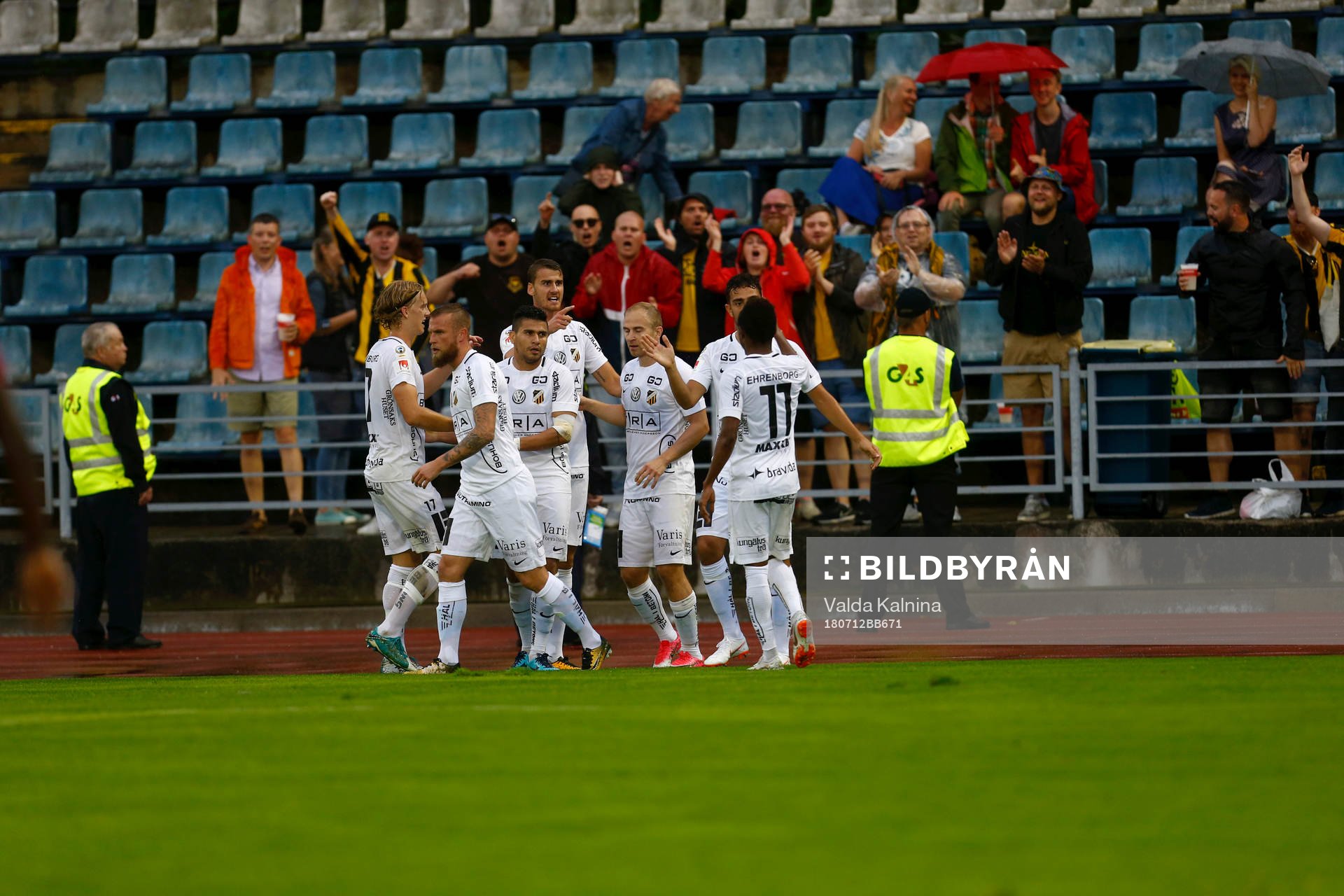 Players of Häckens celebrates during the UEFA Europa League qualifying match between Liepaja vs Häcken on 12th of July 2018 in Liepaja, Latvia