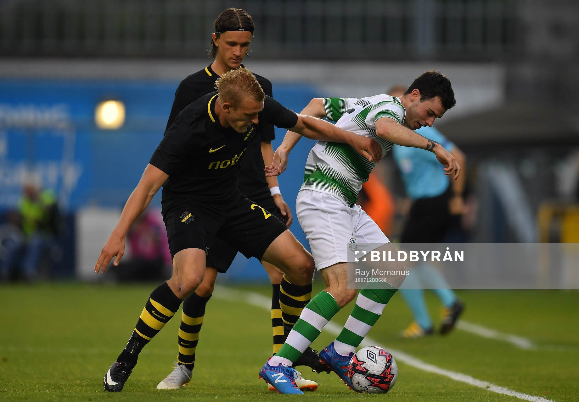 Joel Coustrain of Shamrock Rovers in action against Robin