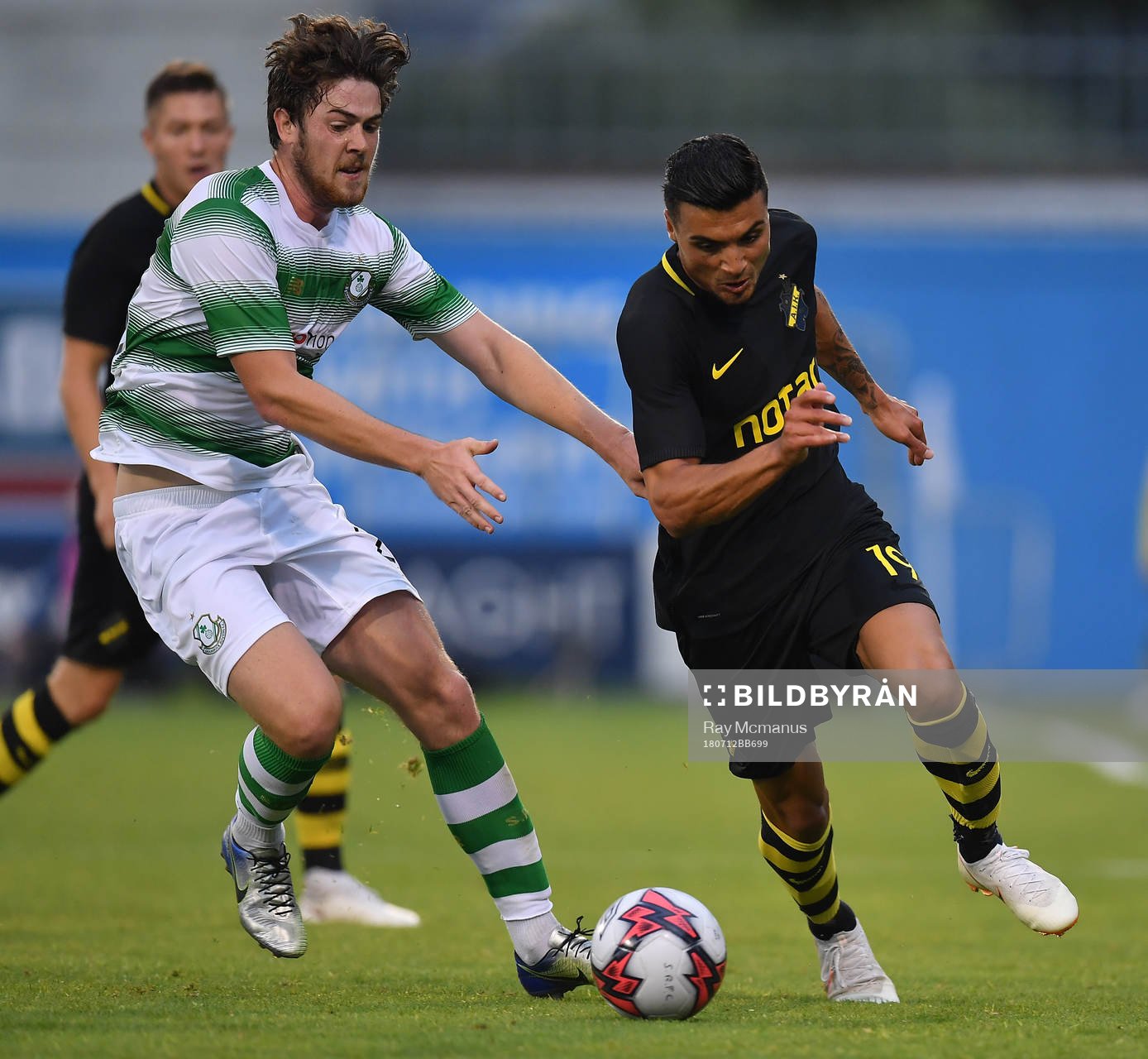 Ahmed Yasin of AIK in action against Sam Bone of Shamrock