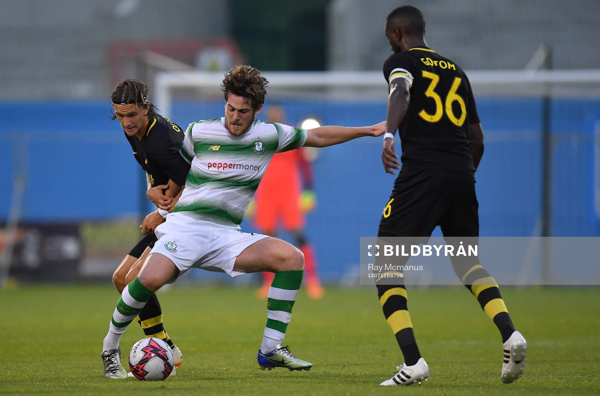Sam Bone of Shamrock Rovers in action against Kristoffer