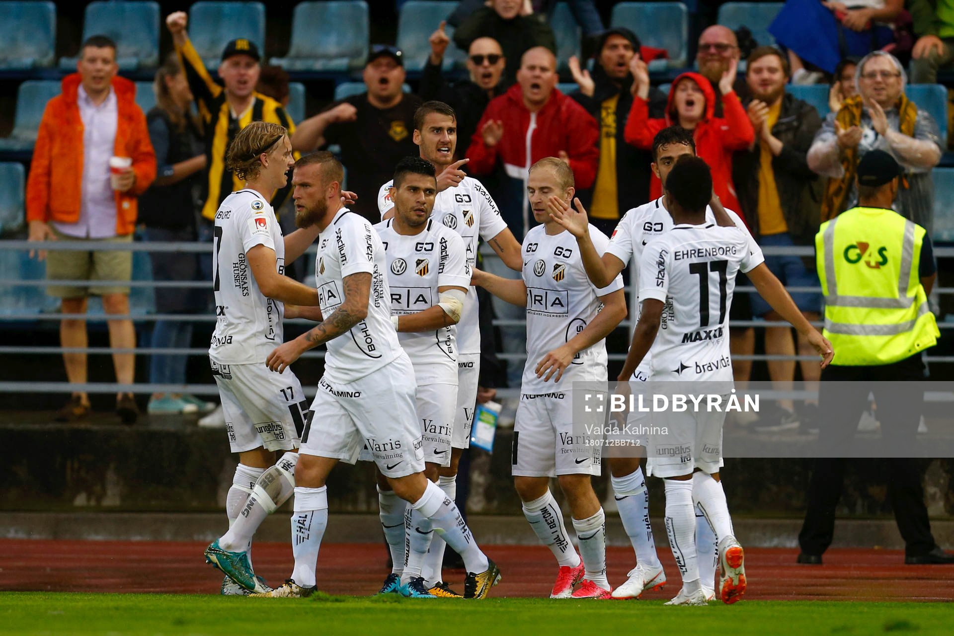 Players of Häckens celebrates during the UEFA Europa League qualifying match between Liepaja vs Häcken on 12th of July 2018 in Liepaja, Latvia