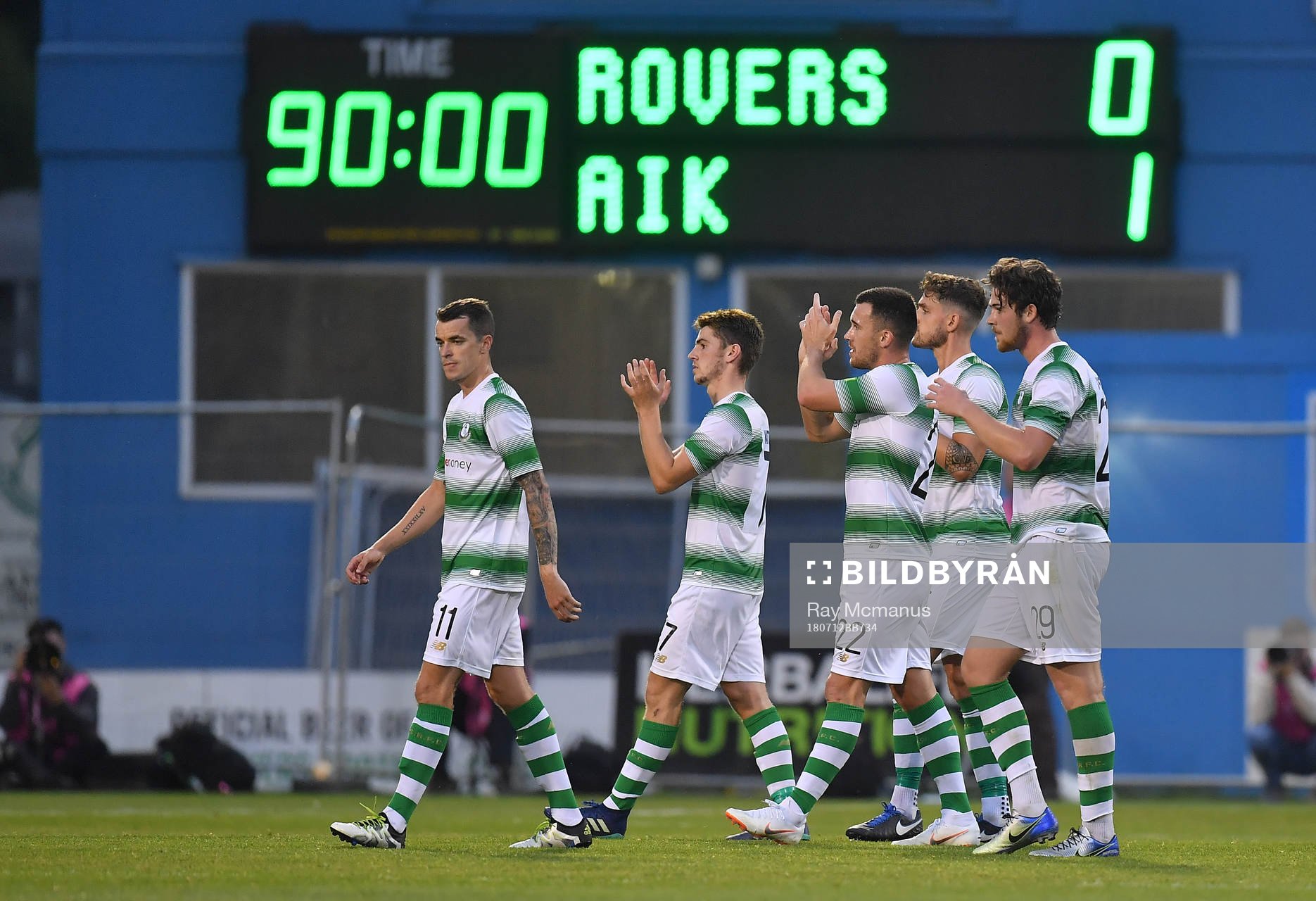 Shamrock Rovers players leave the pitch