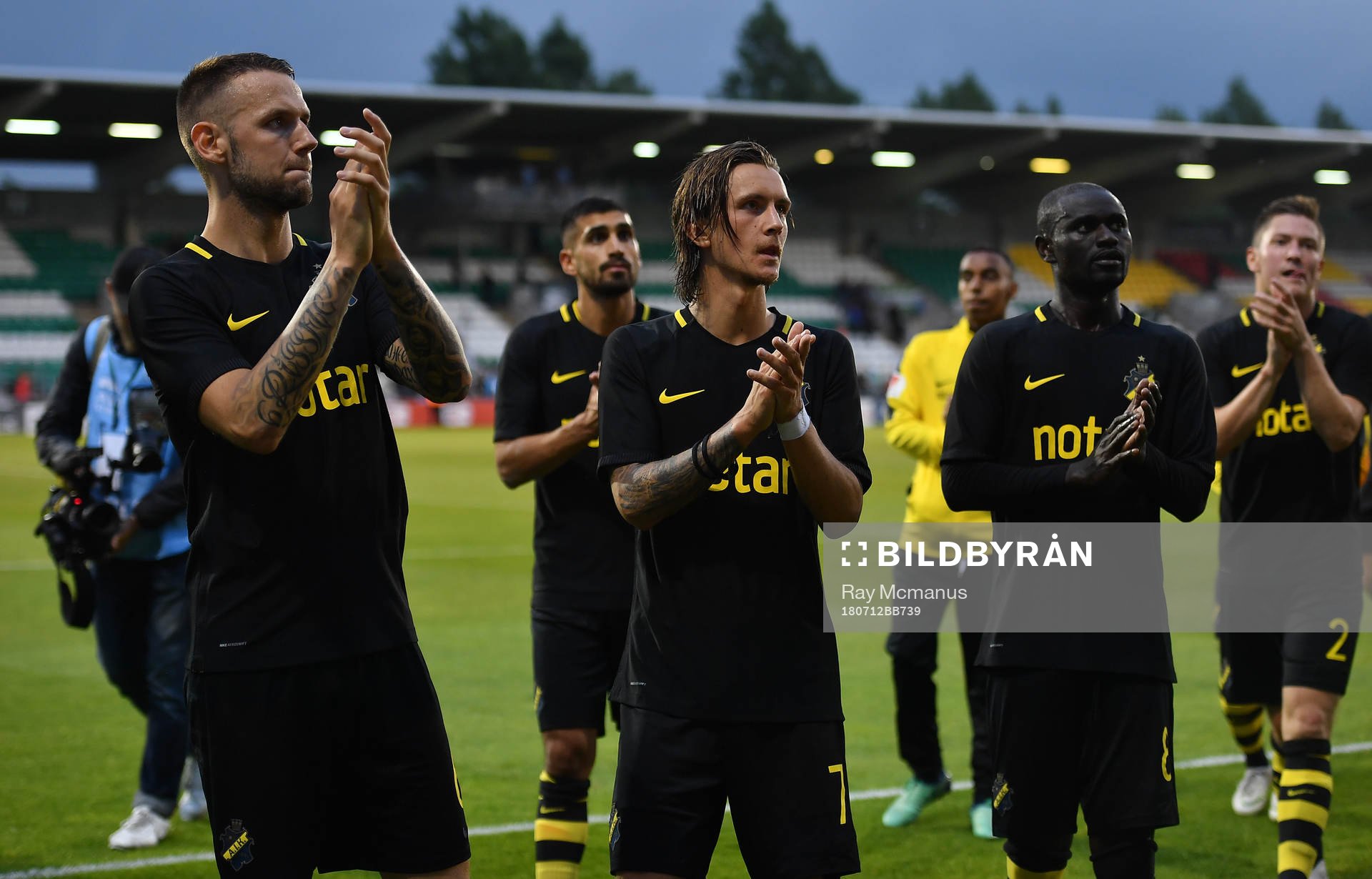 AIk players, from left, Alexander Milosevic, Kristoffer