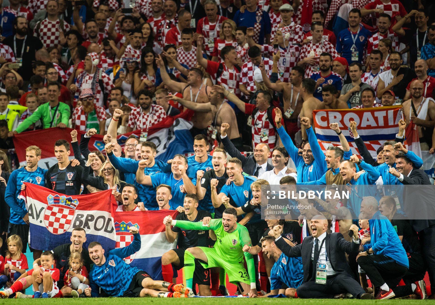 Players and staff of Croatia celebrates infront of their