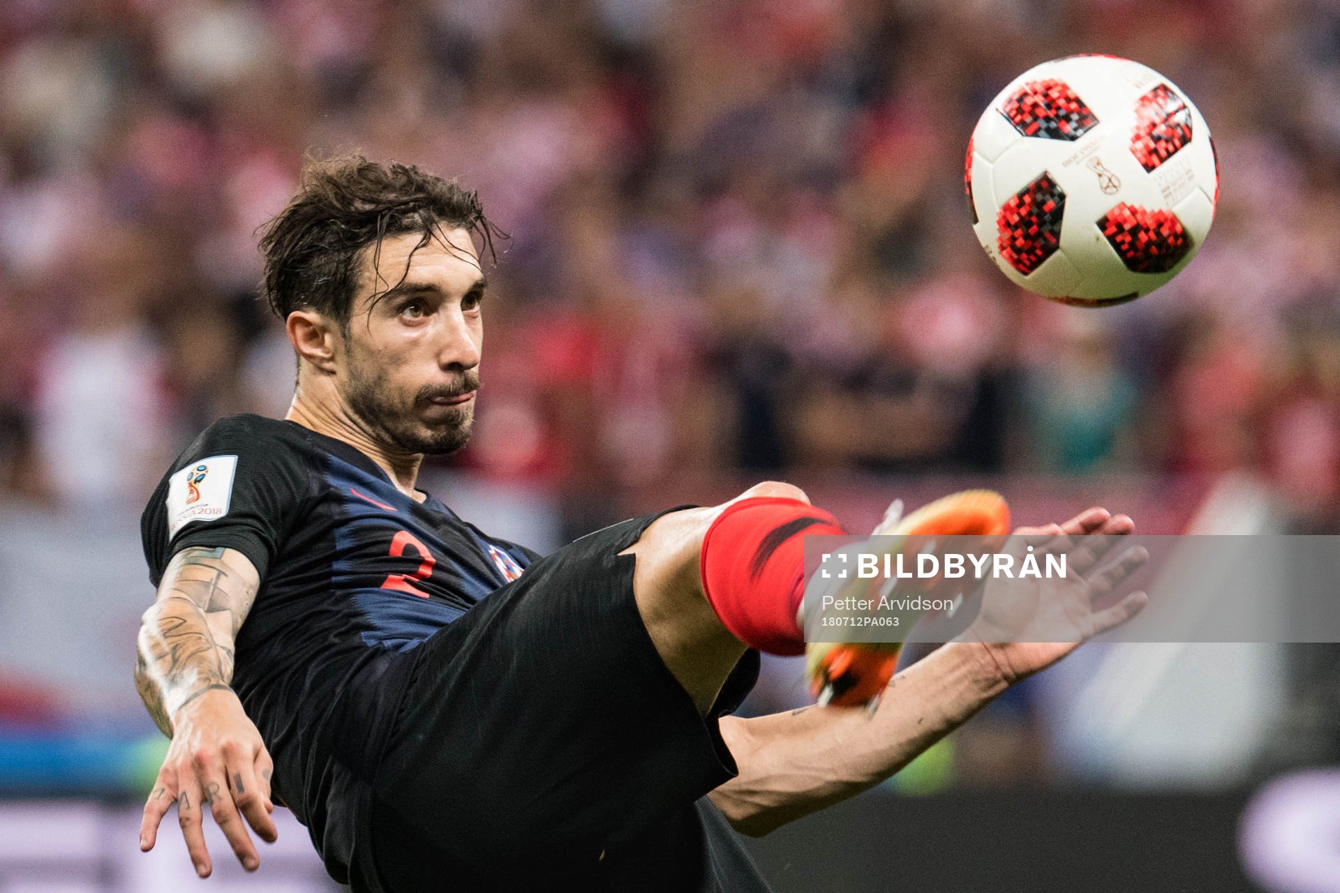 Sime Vrsaljko of Croatia during the FIFA World Cup semi final match between Croatia and England on July 12, 2018 in Moscow.