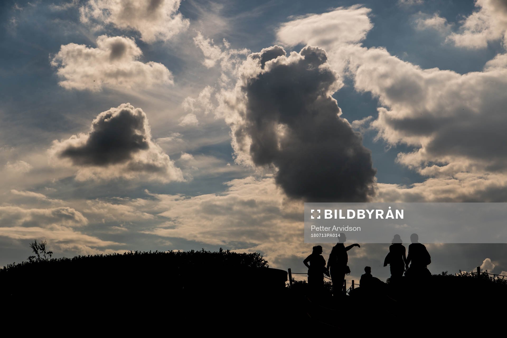 General view of people in silhouettes