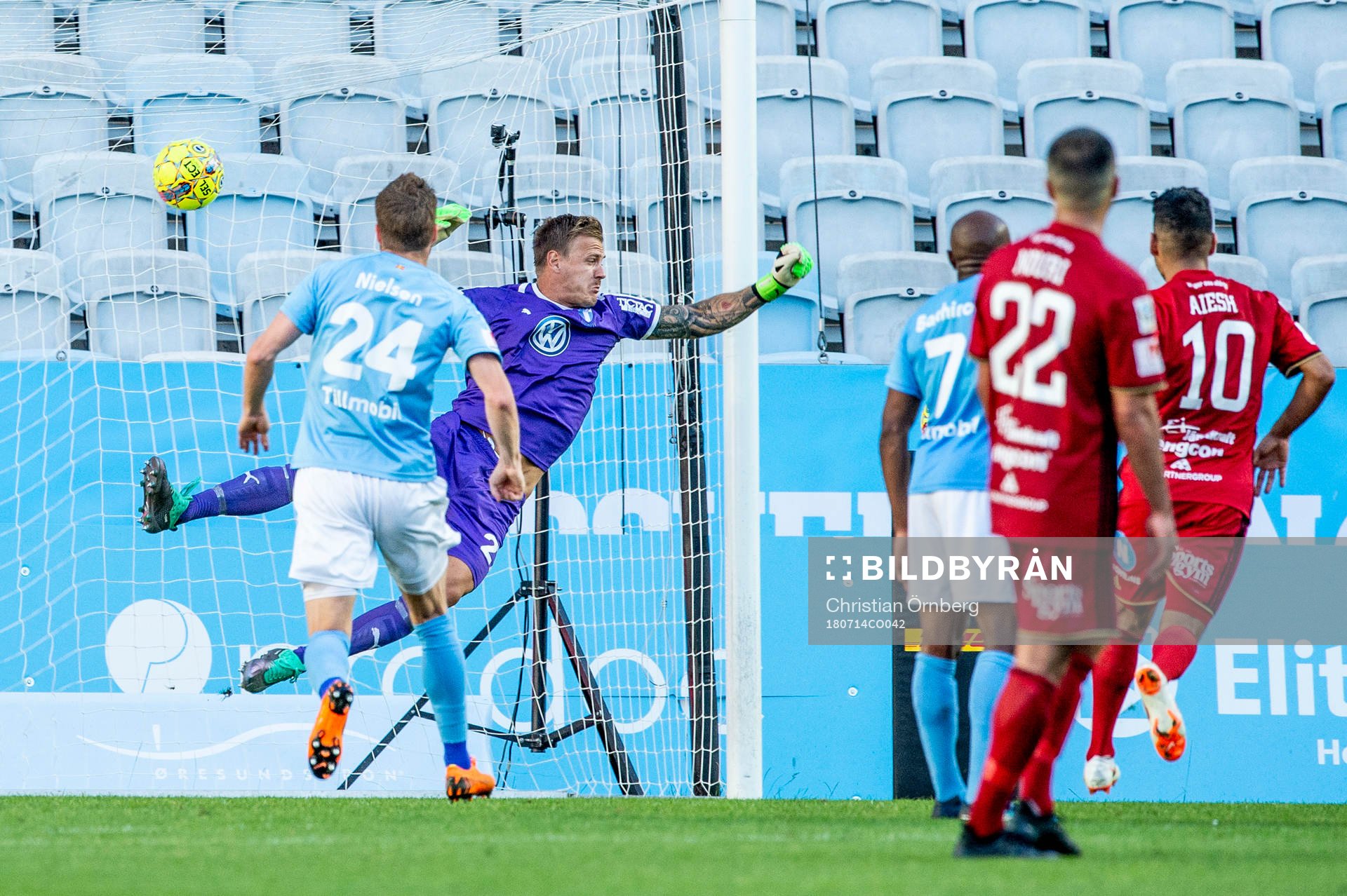 Malmö FFs målvakt Johan Dahlin släpper in Östersunds