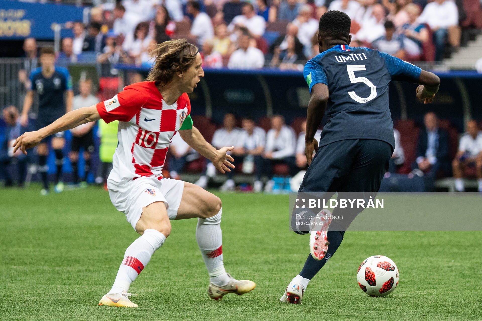 Luka Modric of Croatia and Samuel Umtiti of France