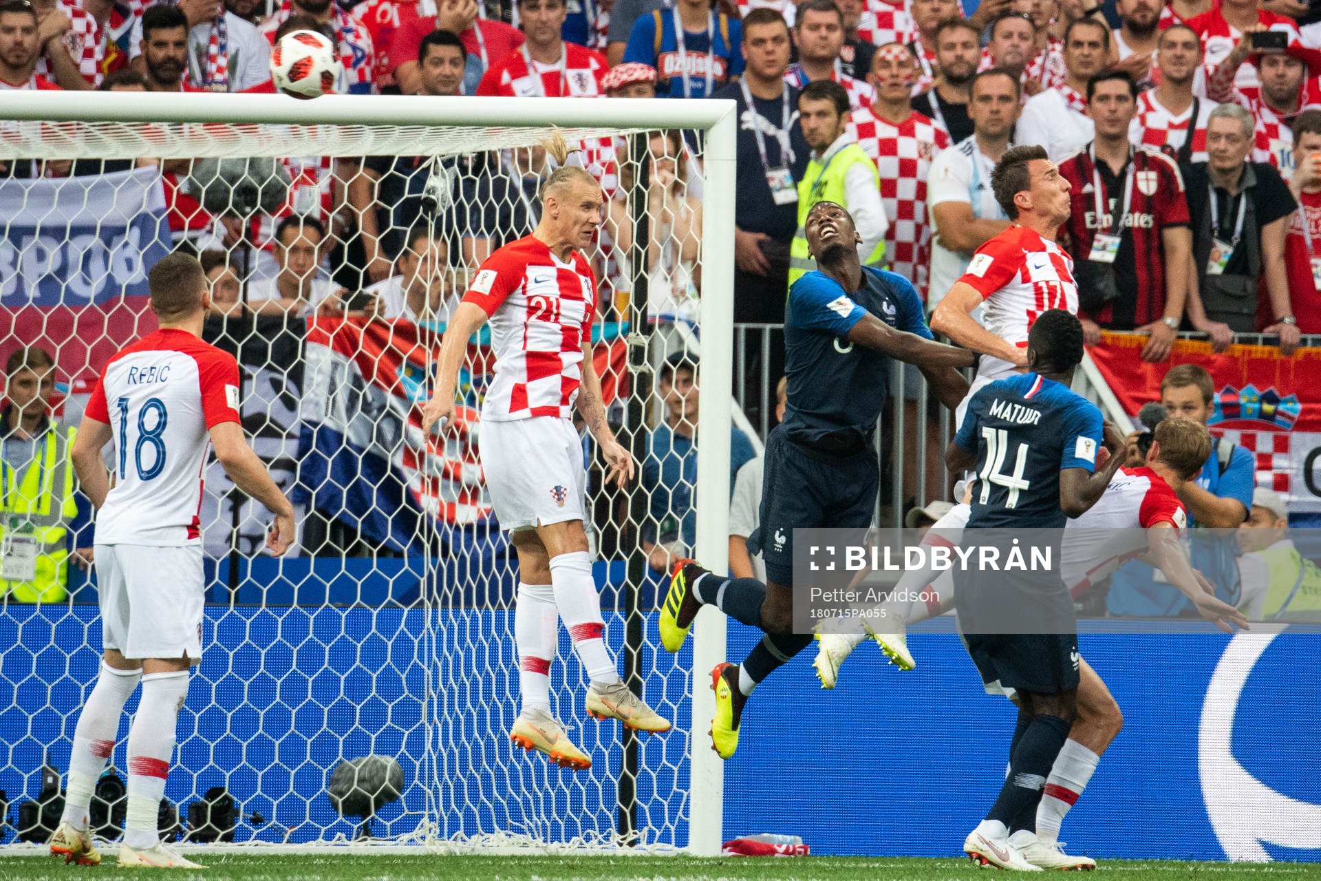 Domagoj Vida, Ivan Strinic of Croatia and Paul Pogba and