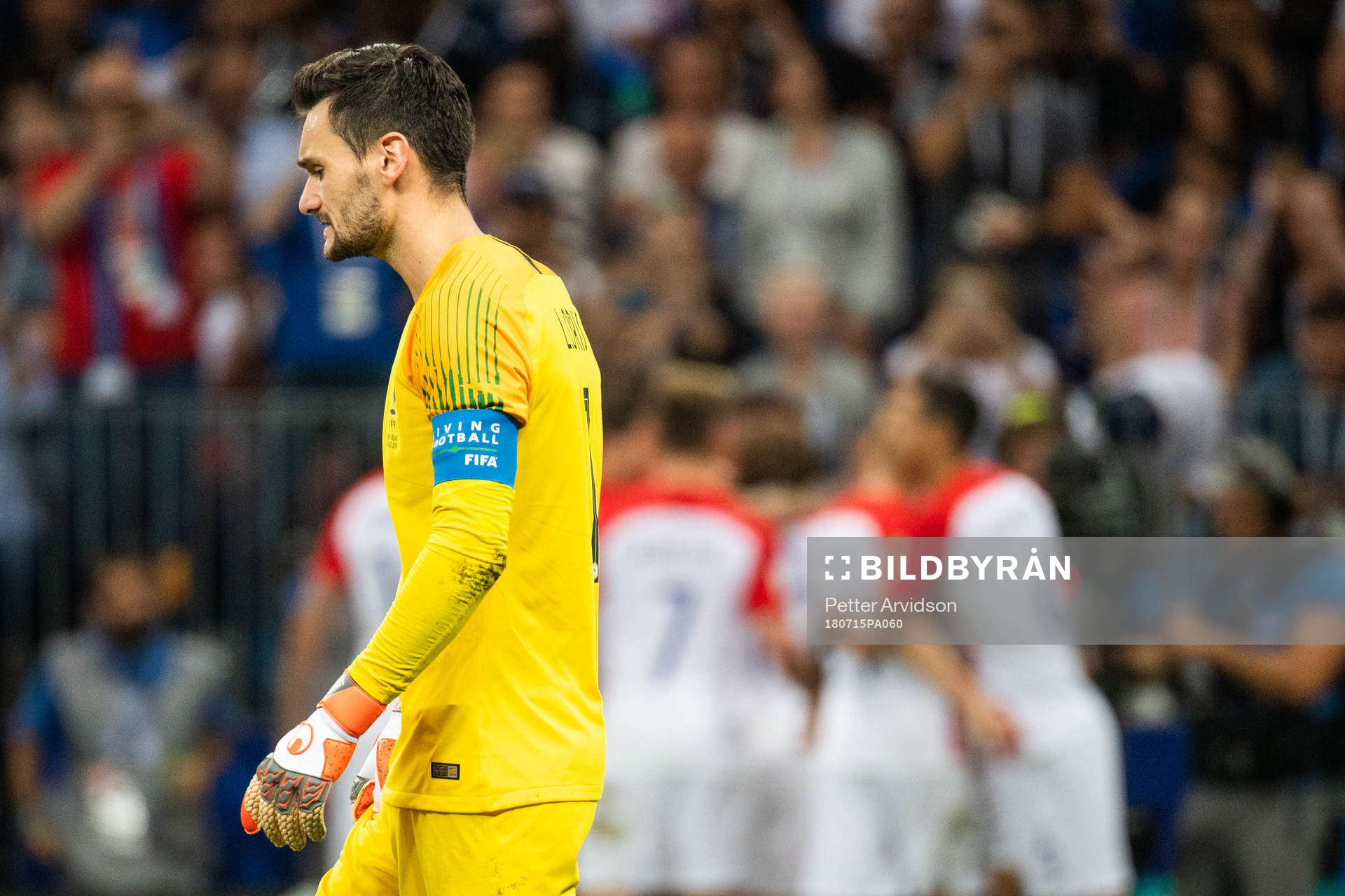 goalkeeper Hugo Lloris of France looks dejected