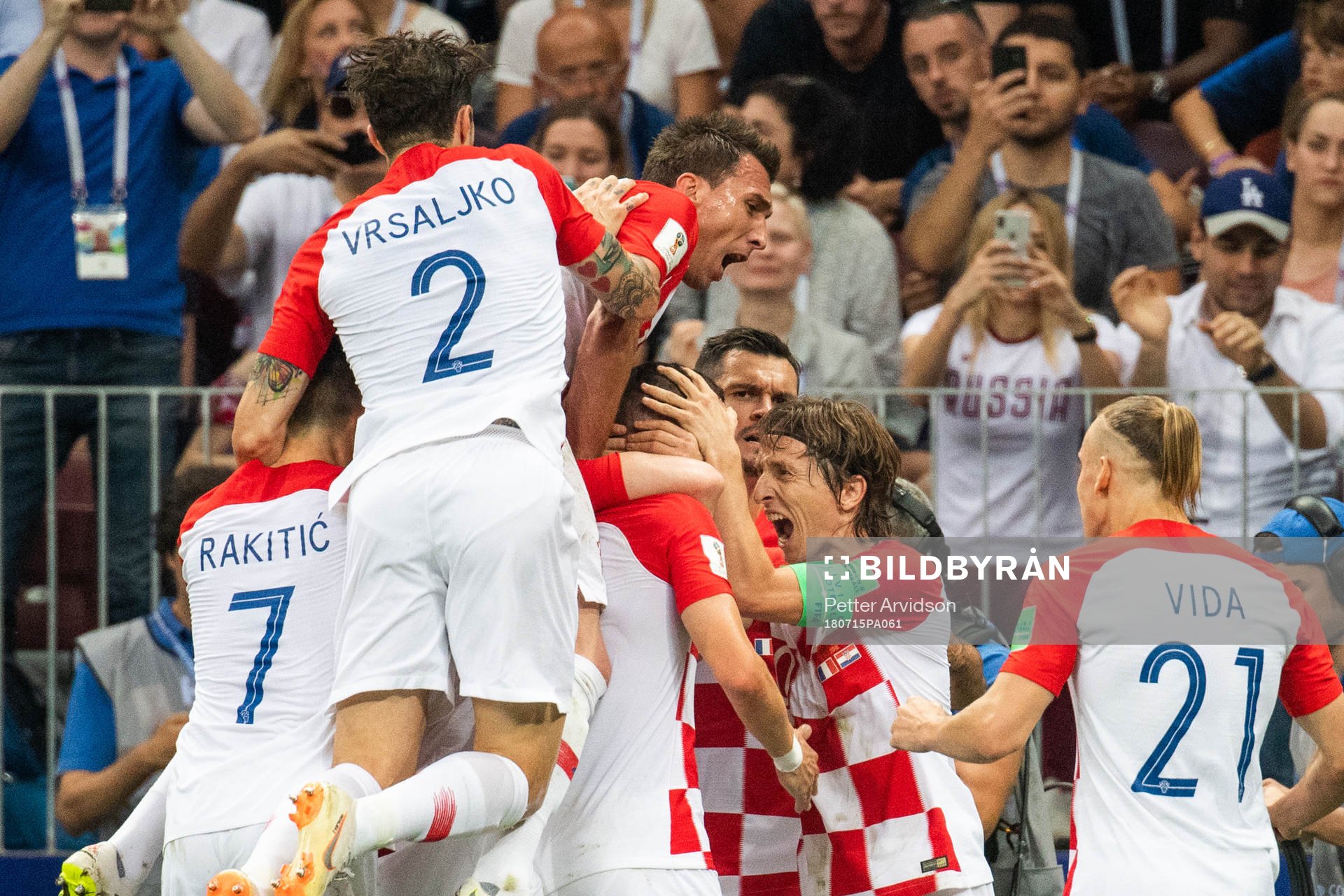 Luka Modric and Ivan Perisic celebrates with team mates