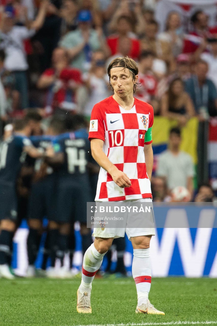 Luka Modric of Croatia looks dejected