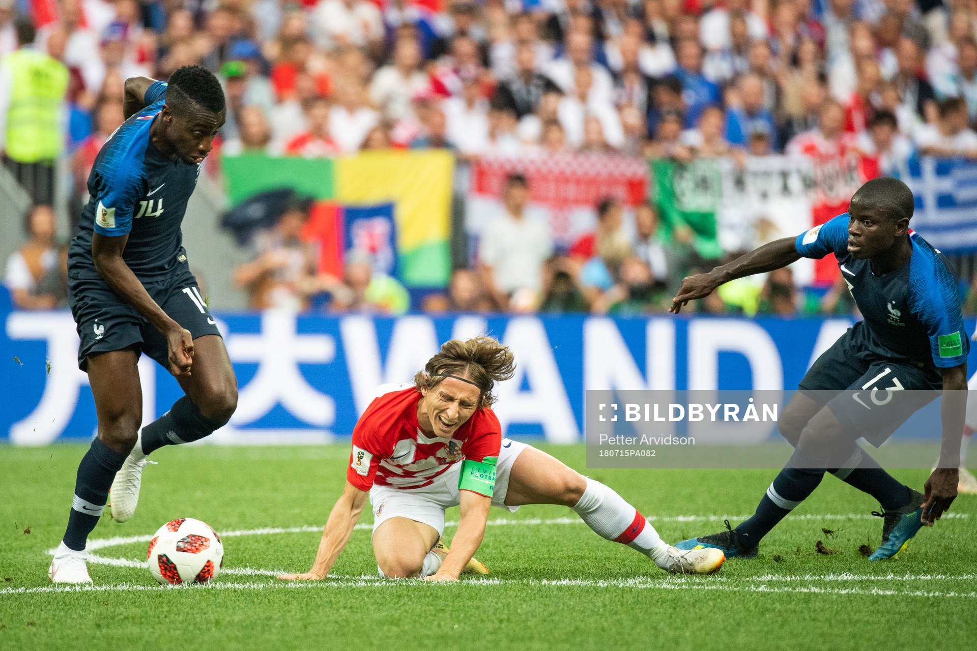 Blaise Matuidi of France see Luka Modric of Croatia falls
