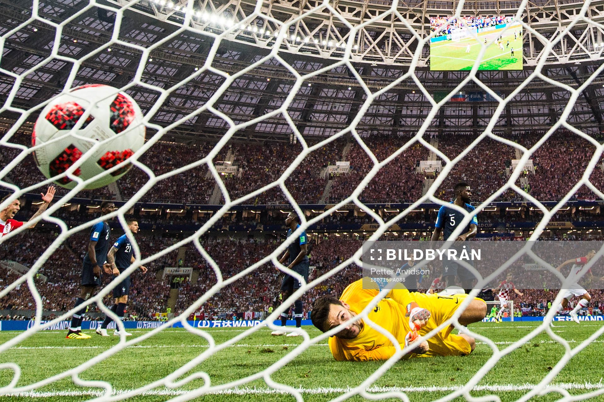 Ivan Perisic of Croatia (not pictured) scores the 1-1 goal