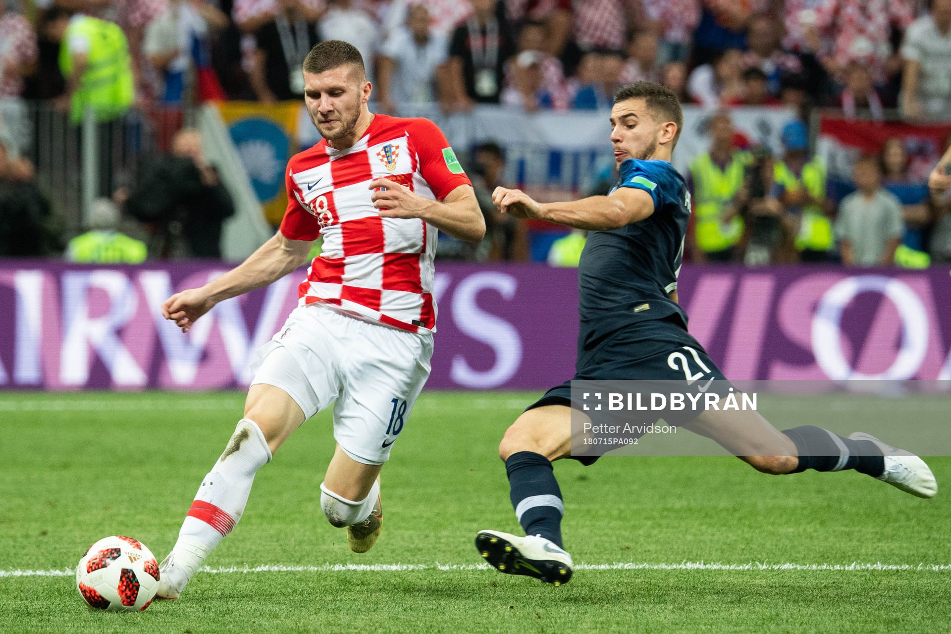 Ante Rebic of Croatia and Lucas Hernandez of France