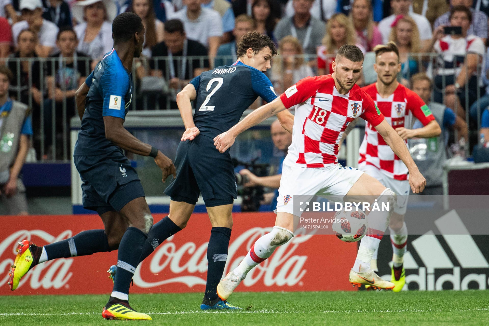 Benjamin Pavard of France and Ante Rebic of Croatia