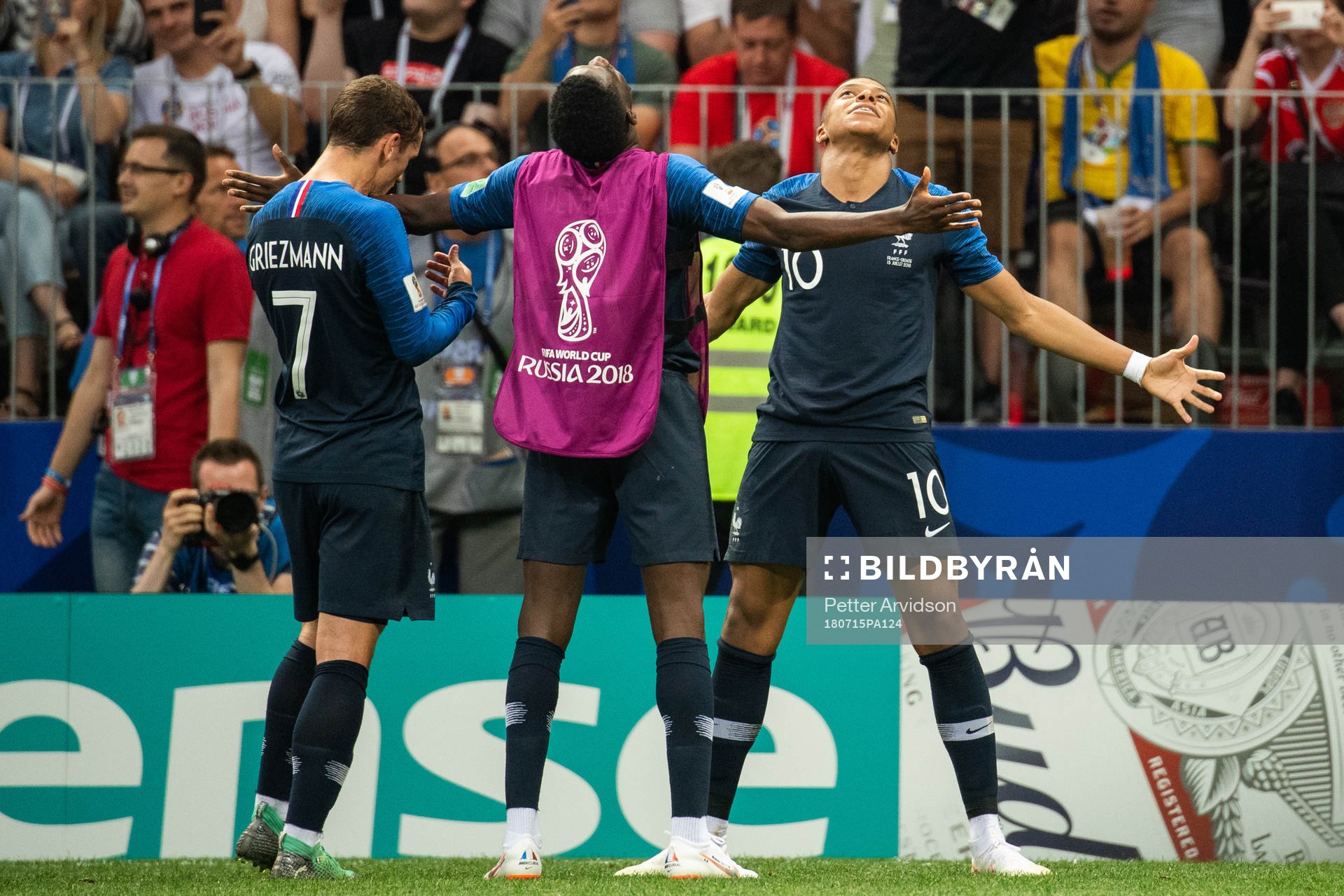 Kylian Mbappe of France celebrates with team mates