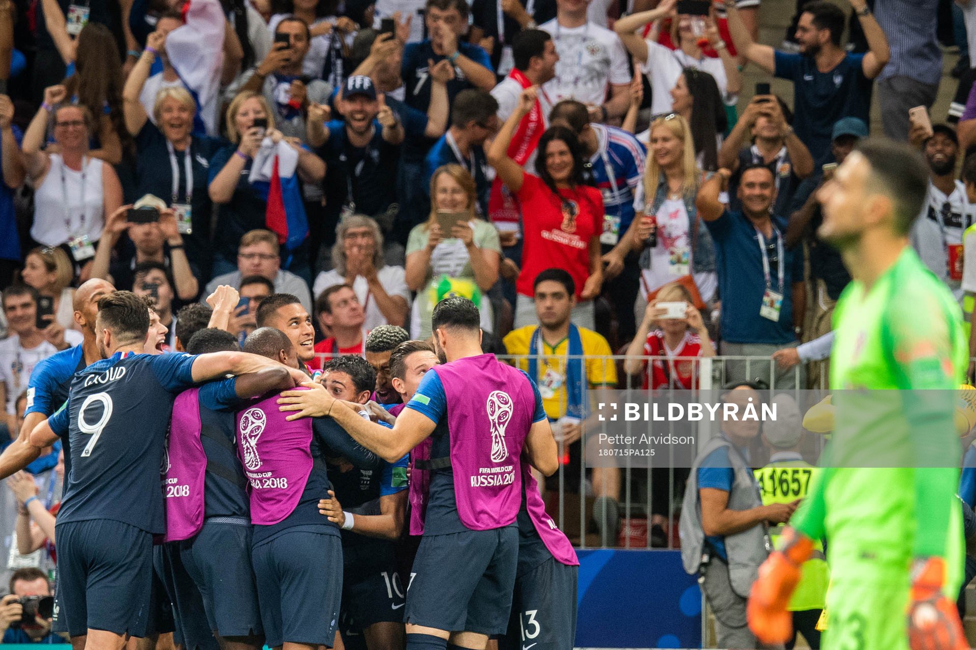 Kylian Mbappe of France celebrates with team mates